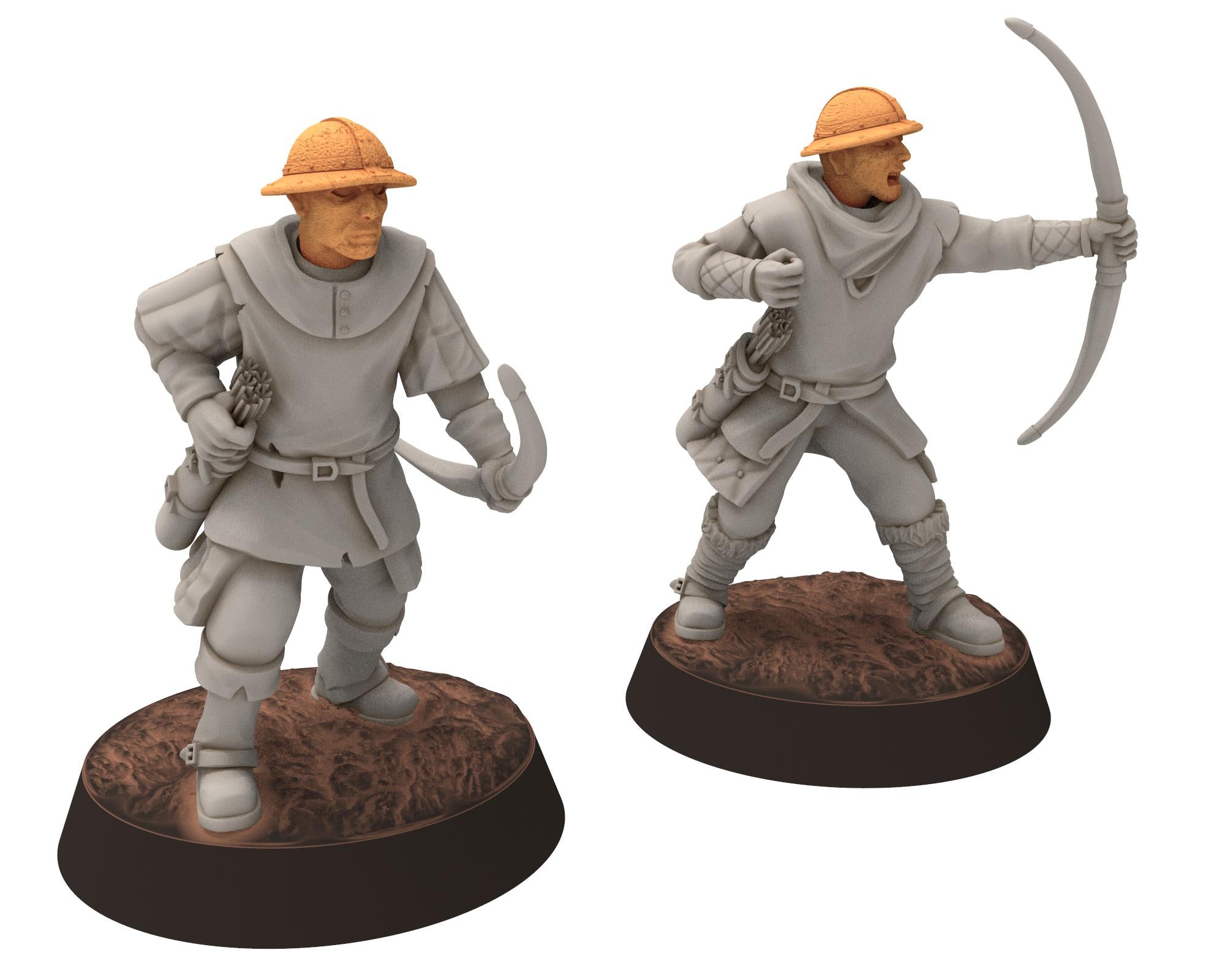 Gandor - Militia with bows, defenders of the free men realm, for wargame D&D, Lotr... Quatermaster 3D custom modular miniatures