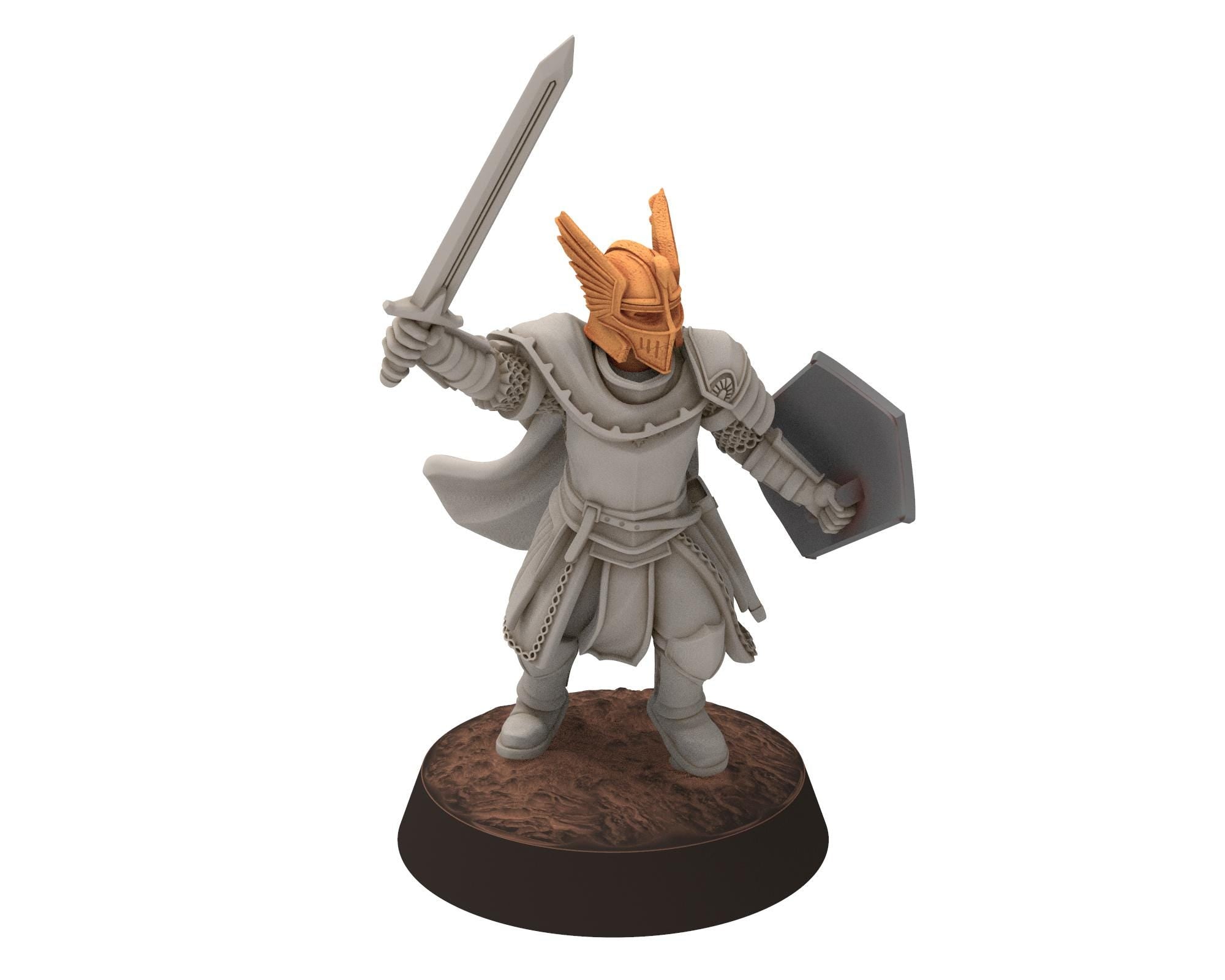 Gandor - Captain of Fantasy Foot Knights, defenders of the free men realm, for wargame D&D, Lotr... Quatermaster 3D modular miniatures