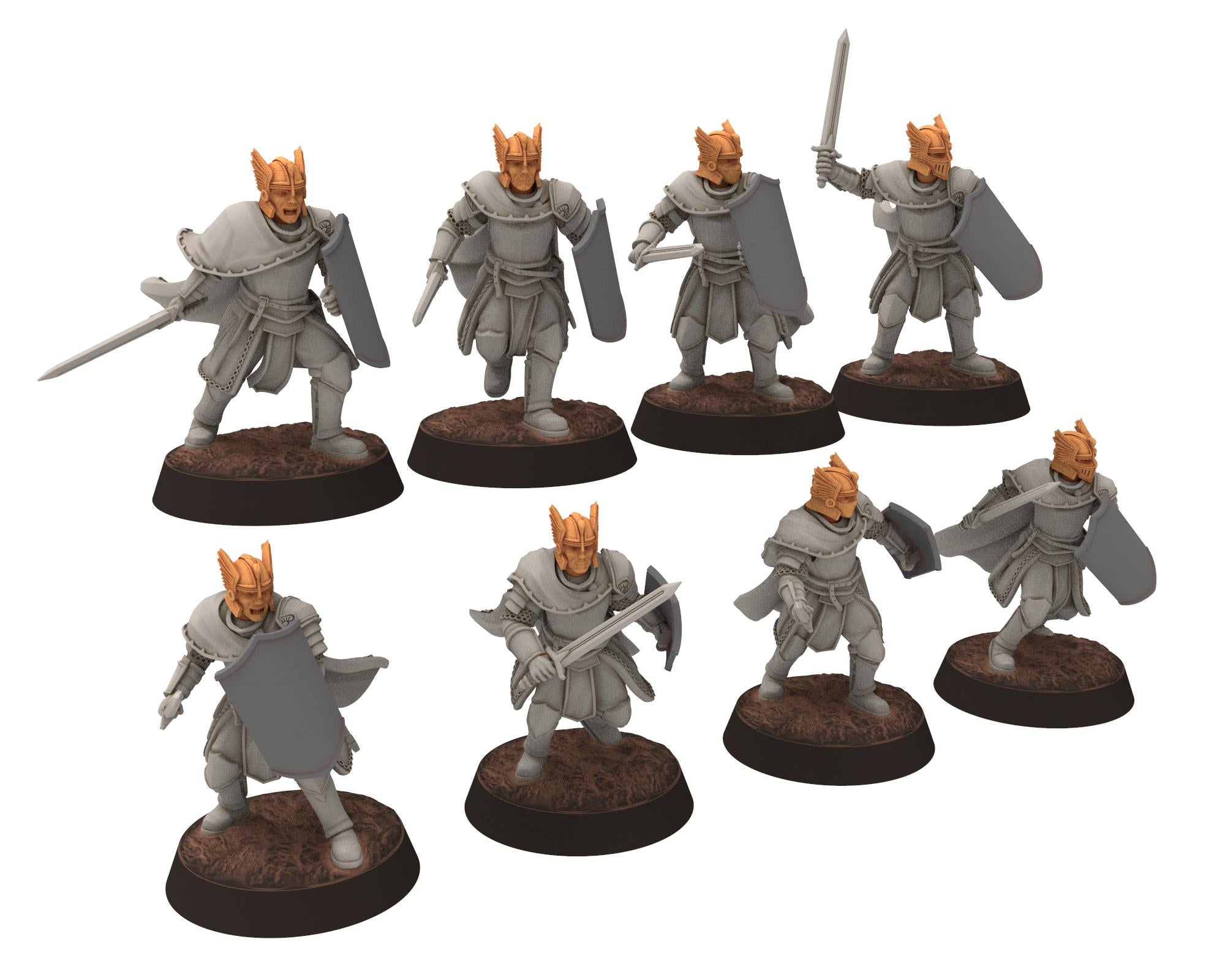 Gandor - Unit Bunble of Fantasy Foot Knights, defenders of the free men realm, for wargame D&D, Lotr... Quatermaster 3D modular miniatures