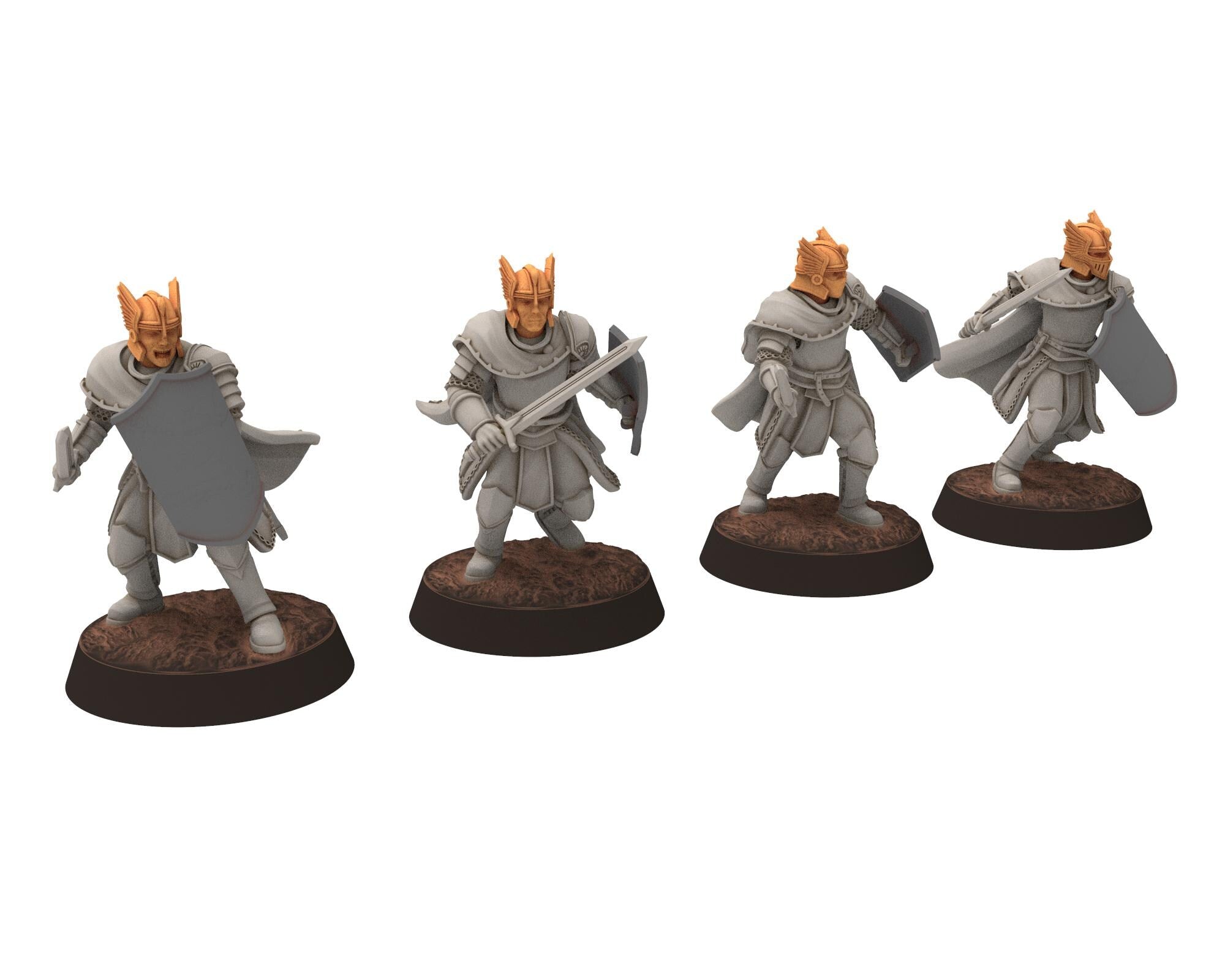 Gandor - Fantasy Foot Knights, defenders of the free men realm, for wargame D&D, Lotr... Quatermaster 3D modular miniatures
