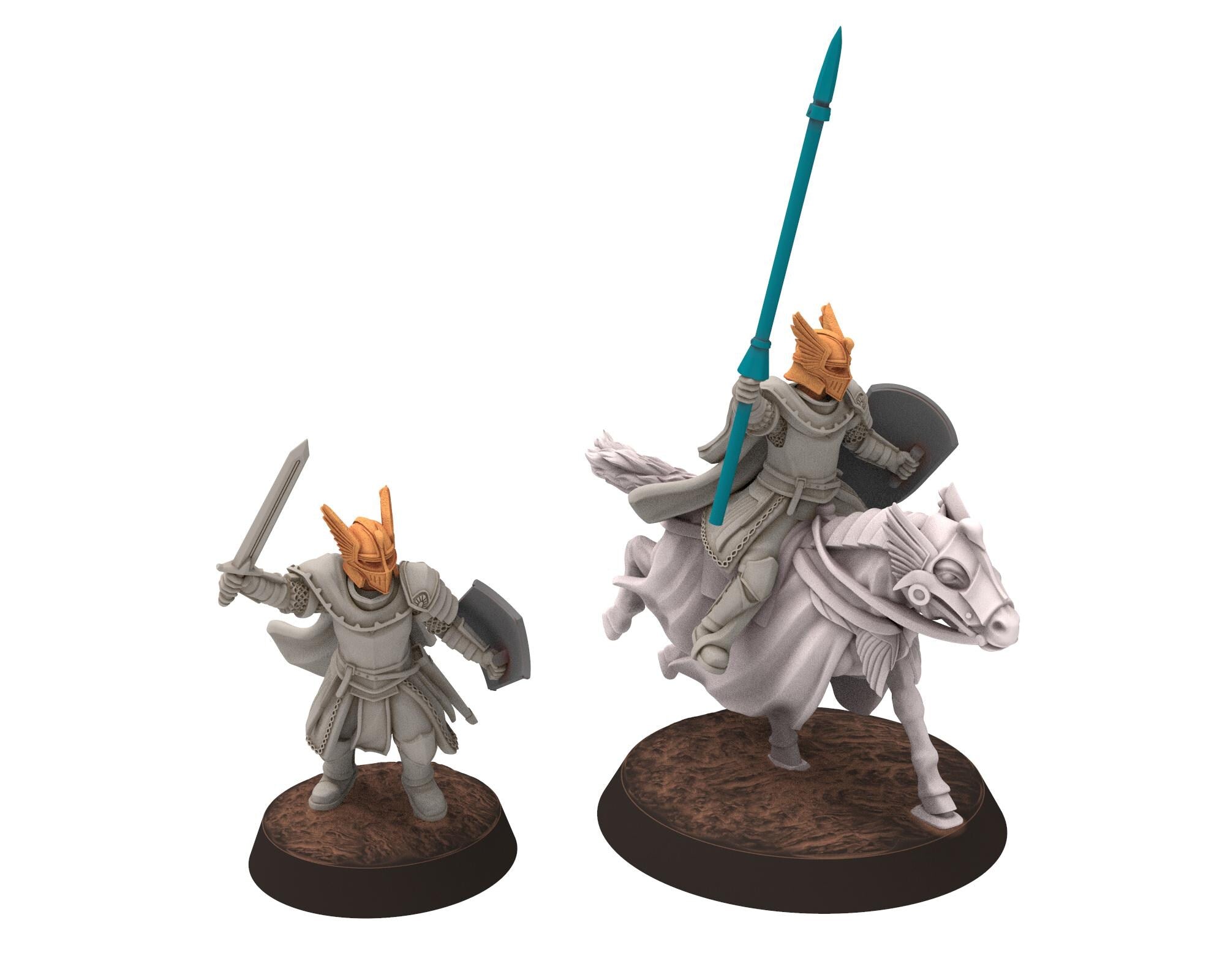 Gandor - Fantasy Mounted Knights, defenders of the free men realm, for wargame D&D, Lotr... Quatermaster 3D modular miniatures
