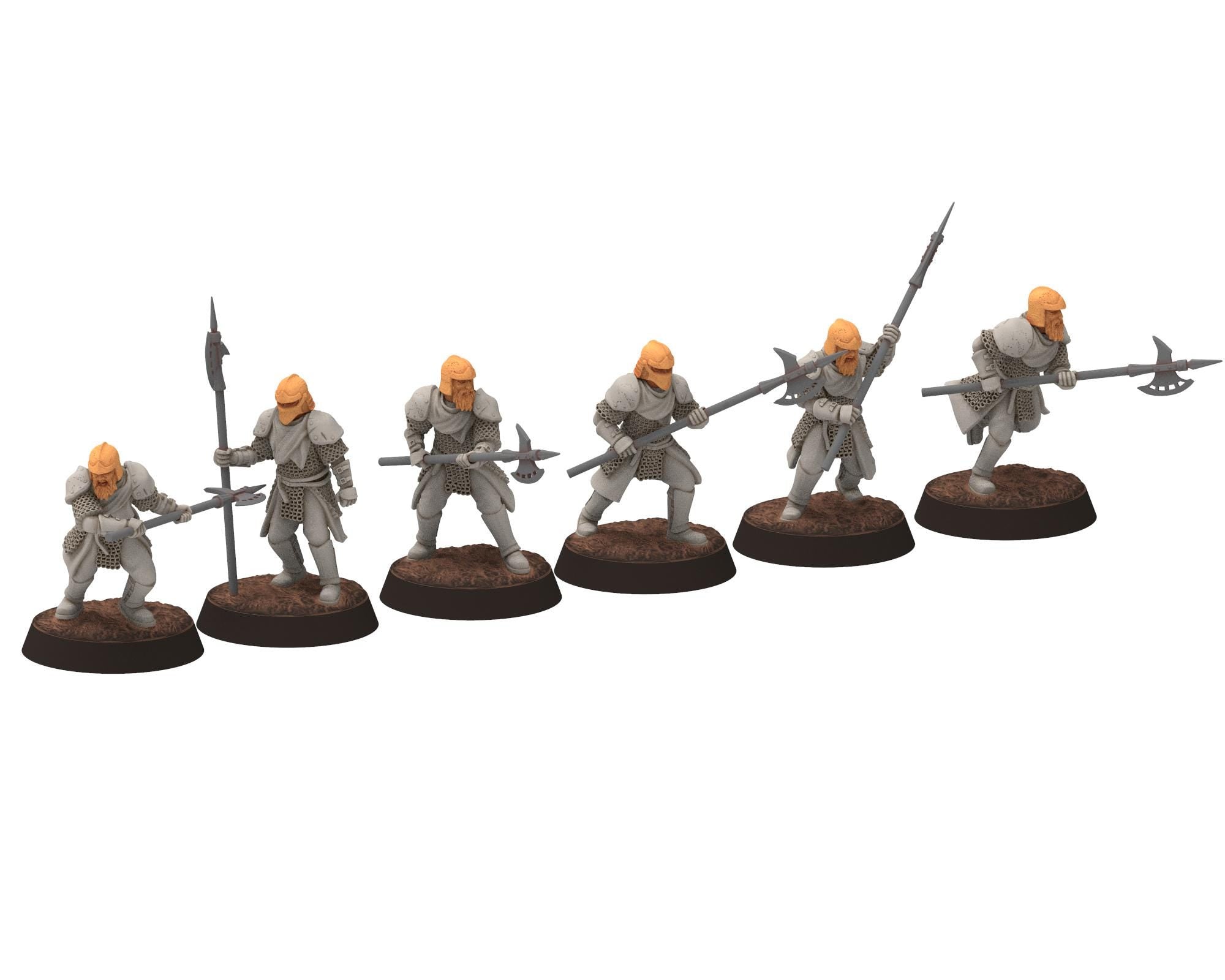 Gandor - Unit Bundle of City Guard Halberdiers, defenders of the free men realm, for wargame D&D, Lotr... Quatermaster 3D modular miniatures