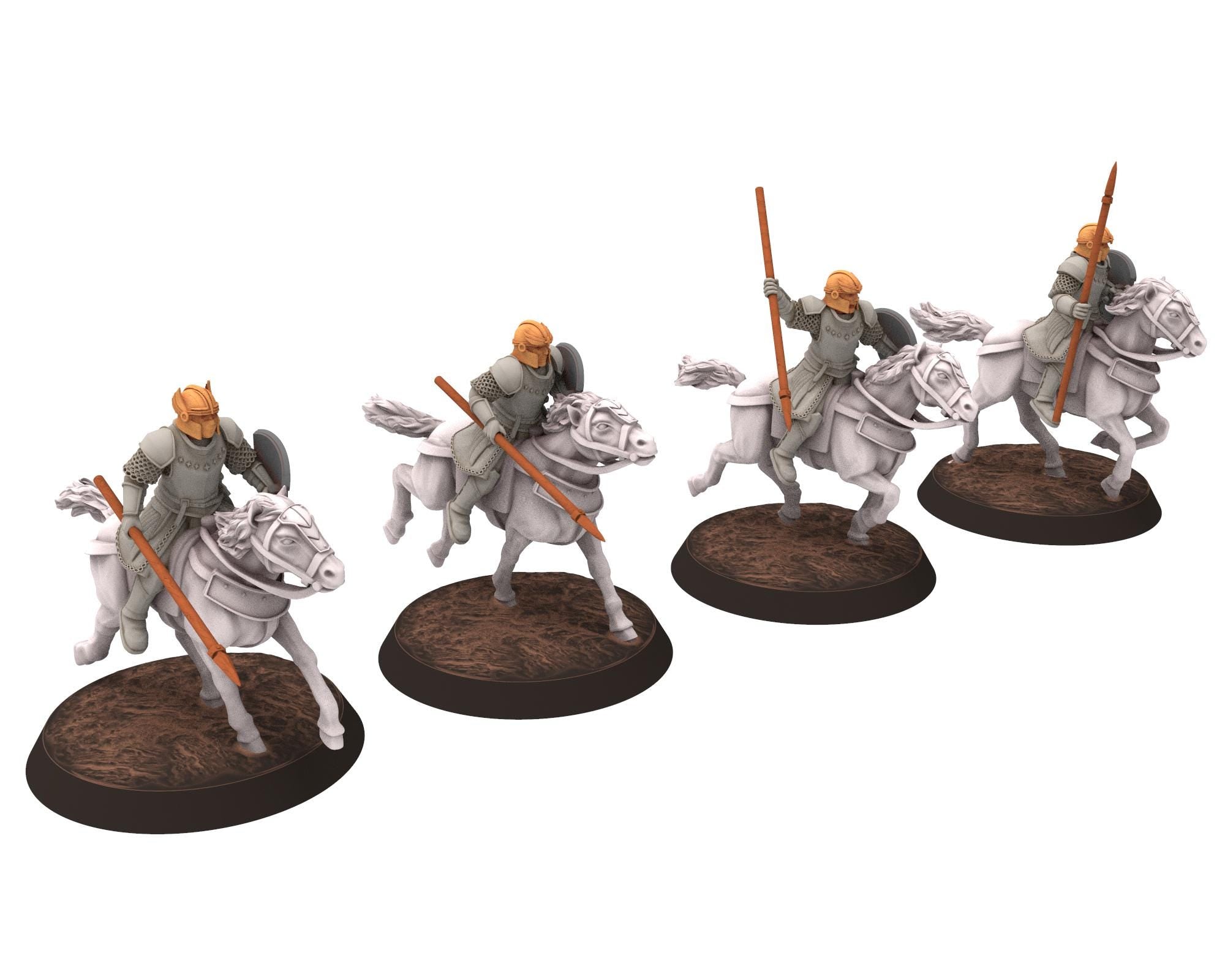 Gandor - x4 Horsemen, defenders of the free men realm, for wargame D&D, Lotr... Quatermaster 3D