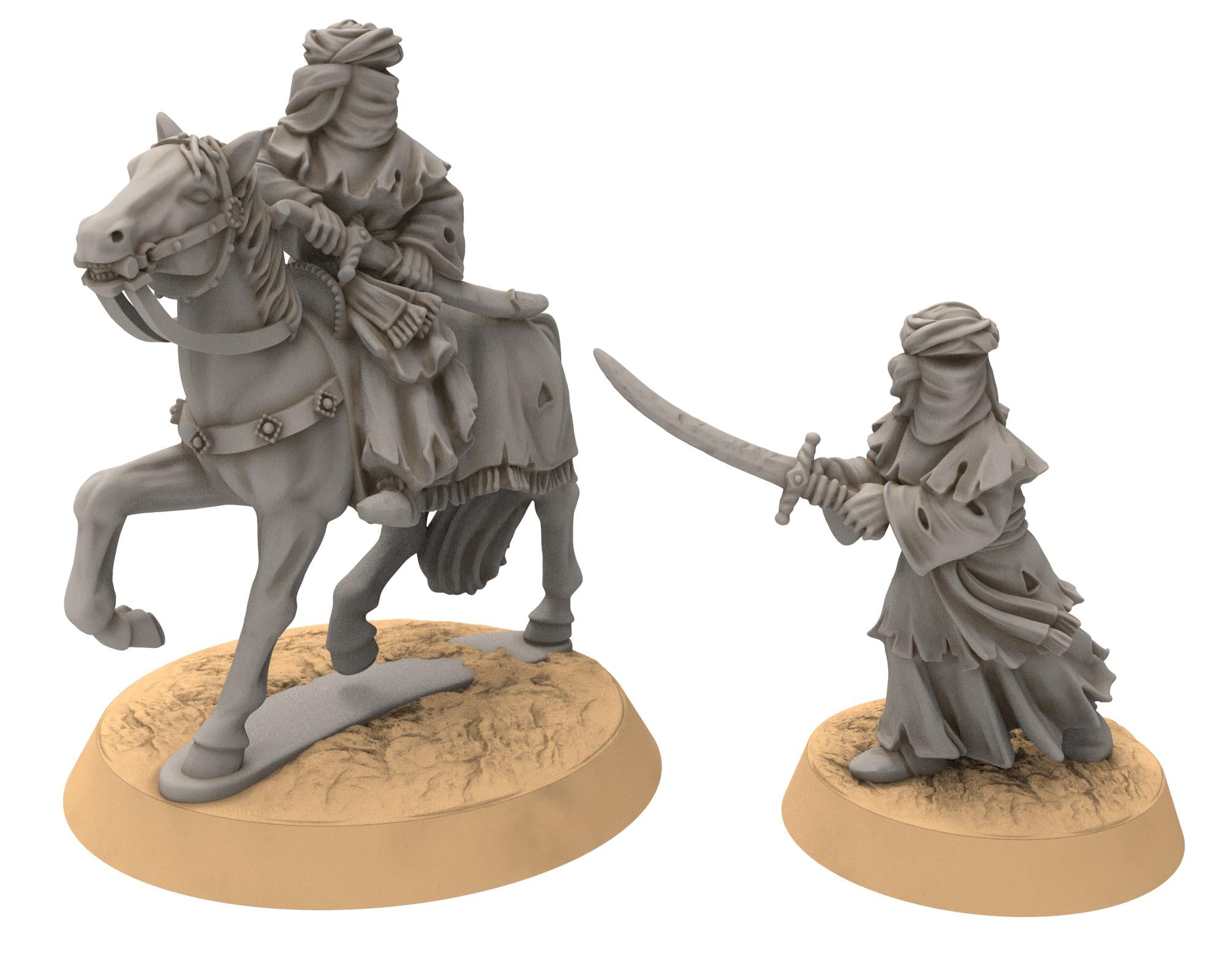 Harad - Southron Adda-Sahir mounted, Berber nomads, Harad Bedouin Arabs Sarazins Medbury miniatures for wargame D&D, Lotr...