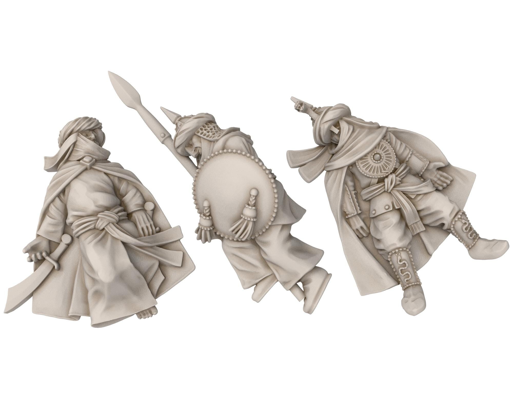 Harad - x6 Southron Casualties, Berber nomads, Harad Bedouin Arabs Sarazins Medbury miniatures for wargame D&D, Lotr...