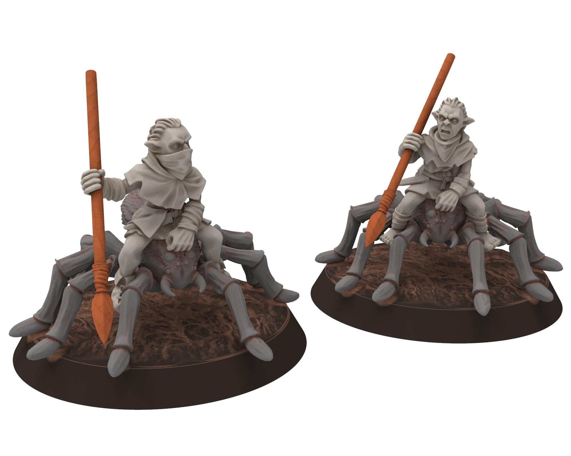 Goblin Cave - Goblin Spider Riders with Spears and bows, Tamed forest Spiders, Middle rings for wargame D&D, Lotr... Medbury miniatures