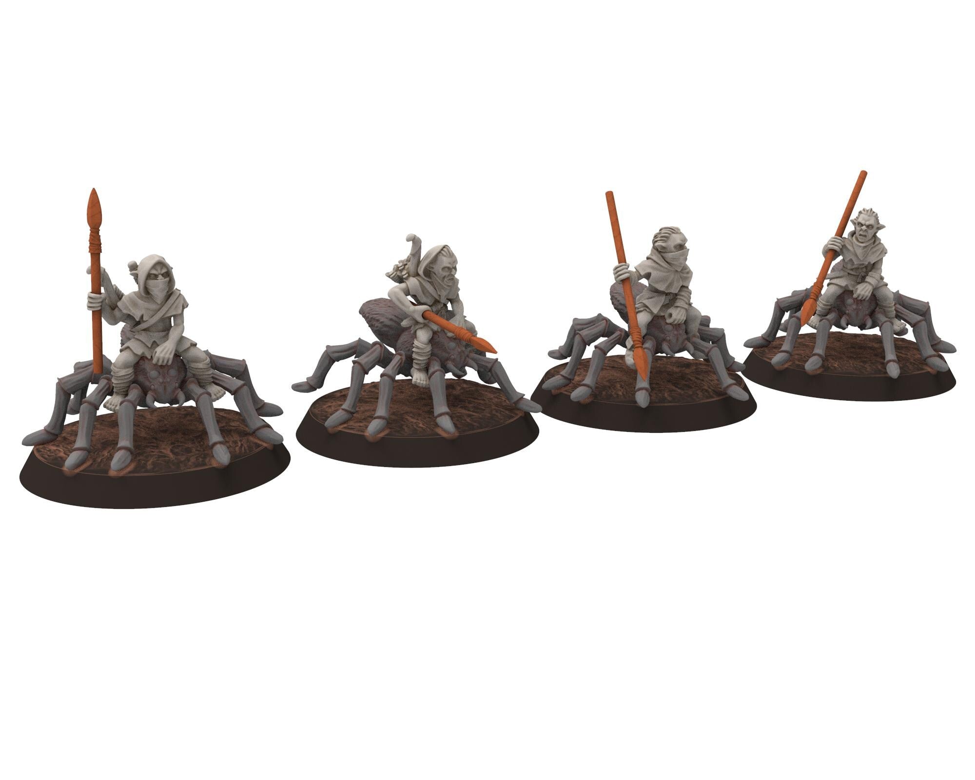 Goblin Cave - Goblin Marauders with Spears and bows, Tamed forest Spiders, Middle rings for wargame D&D, Lotr... Medbury miniatures