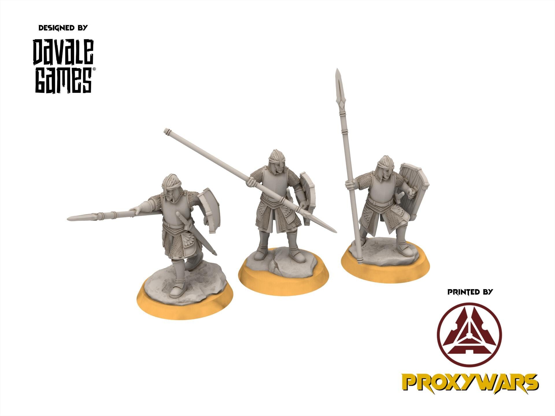 Ornor - x6 North Warriors with spearshield, Protectors of the Shire, Dune Din, Merbury, Bowmen, Scouts miniatures for wargame D&D, Lotr...