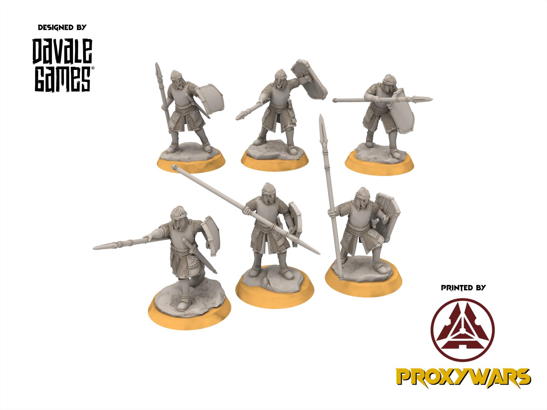 Ornor - x6 North Warriors with spearshield, Protectors of the Shire, Dune Din, Merbury, Bowmen, Scouts miniatures for wargame D&D, Lotr...