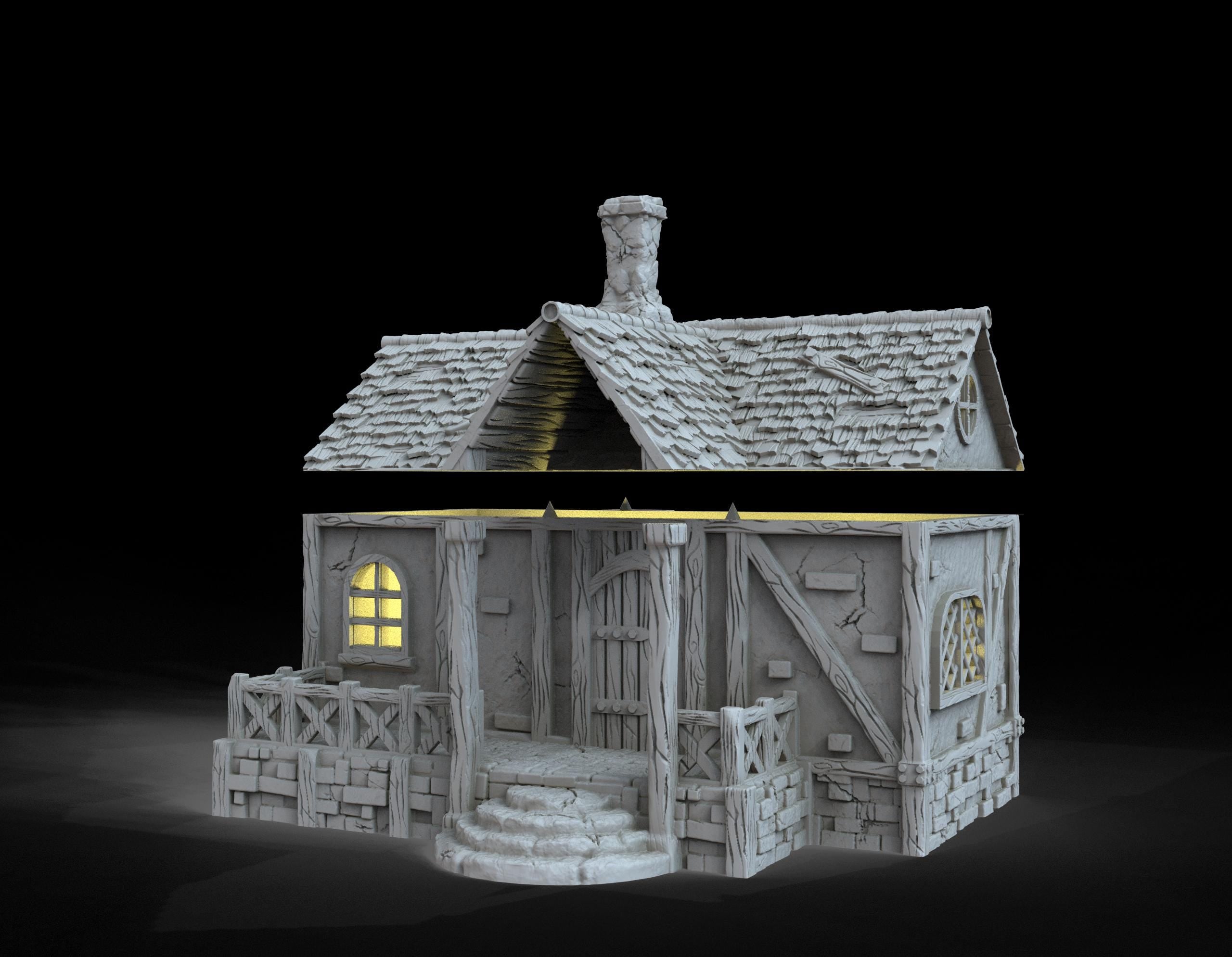 Medieval building - House 11 - PLA for Oldworld, Dungeon & Dragons, Frostgrave, Age of fantasy battle skirmish wargame