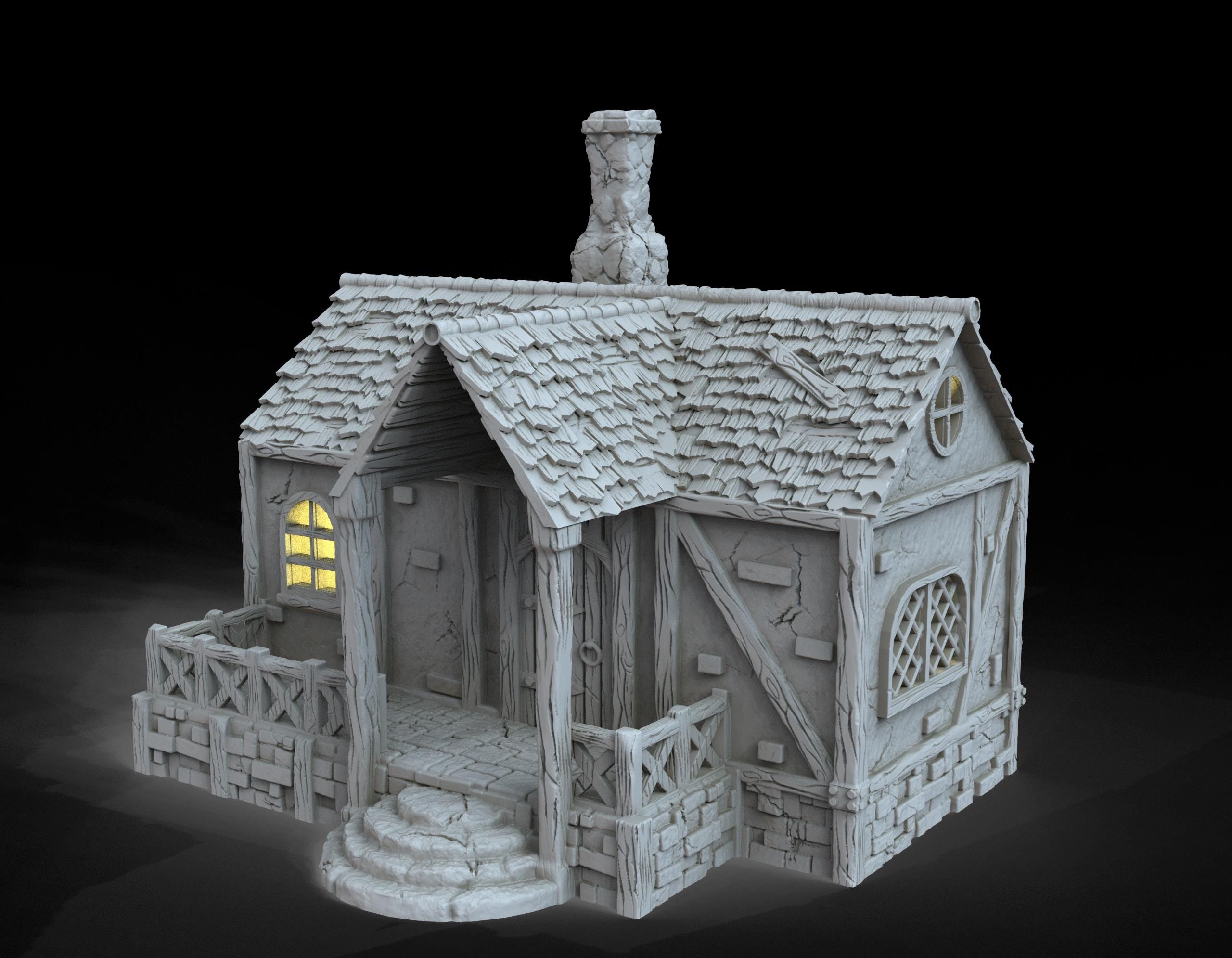 Medieval building - House 11 - PLA for Oldworld, Dungeon & Dragons, Frostgrave, Age of fantasy battle skirmish wargame