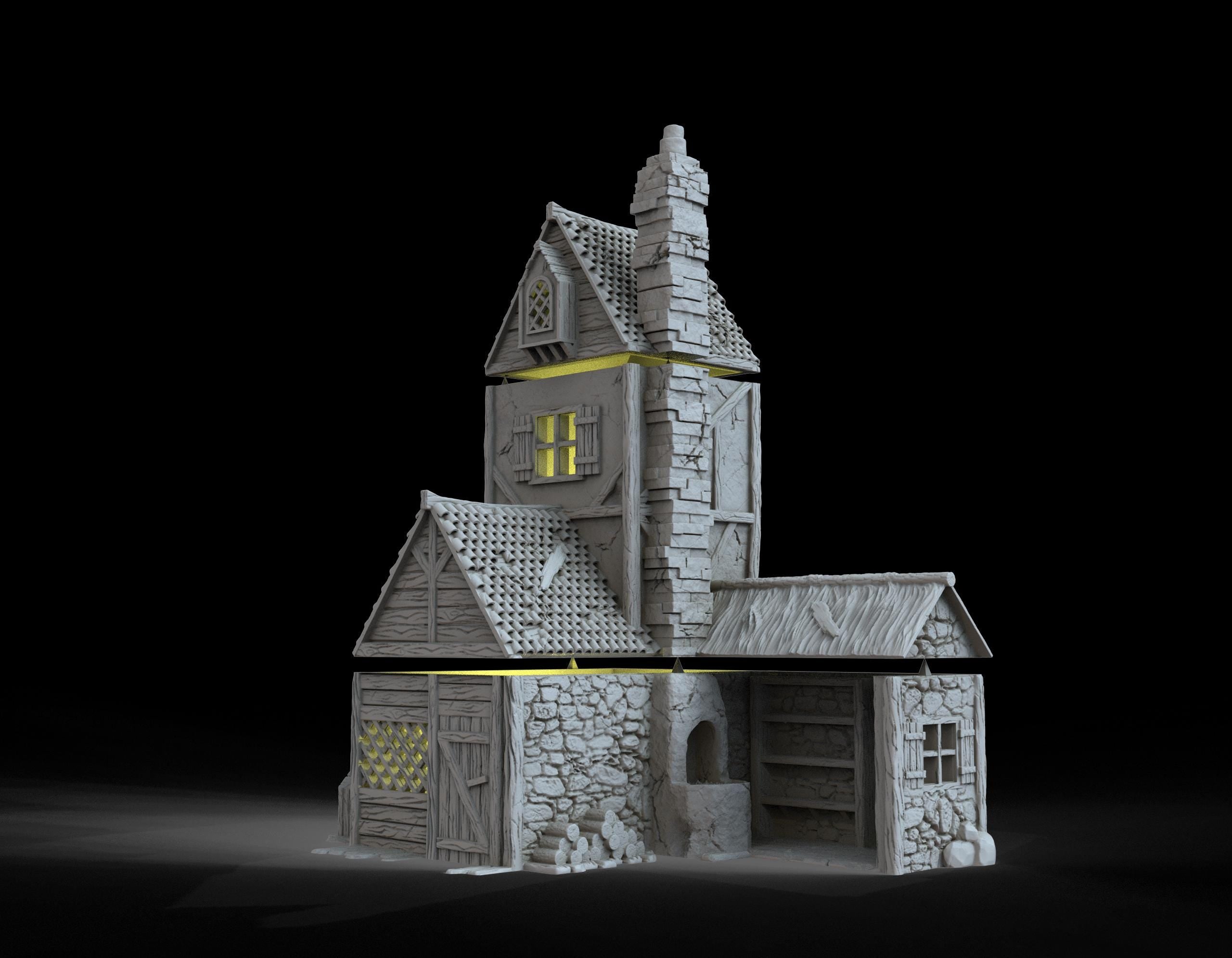 Medieval building - House 12 - PLA for Oldworld, Dungeon & Dragons, Frostgrave, Age of fantasy battle skirmish wargame