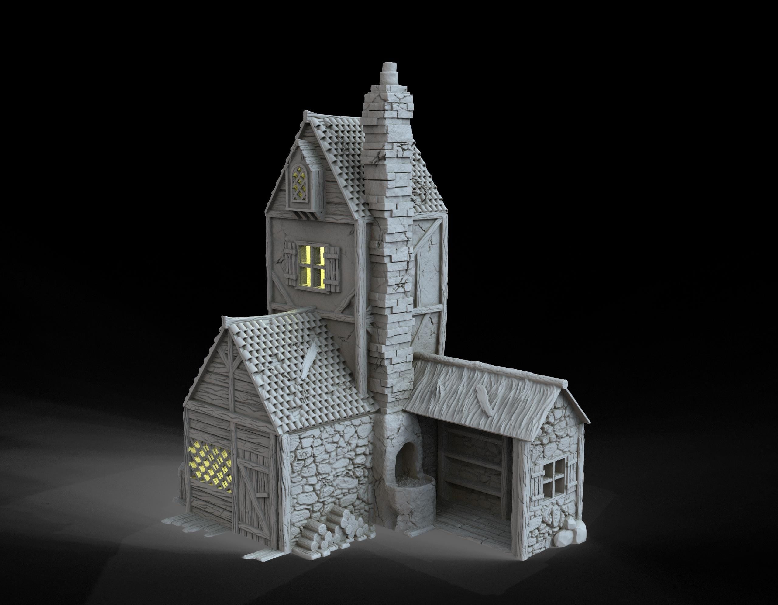 Medieval building - House 12 - PLA for Oldworld, Dungeon & Dragons, Frostgrave, Age of fantasy battle skirmish wargame