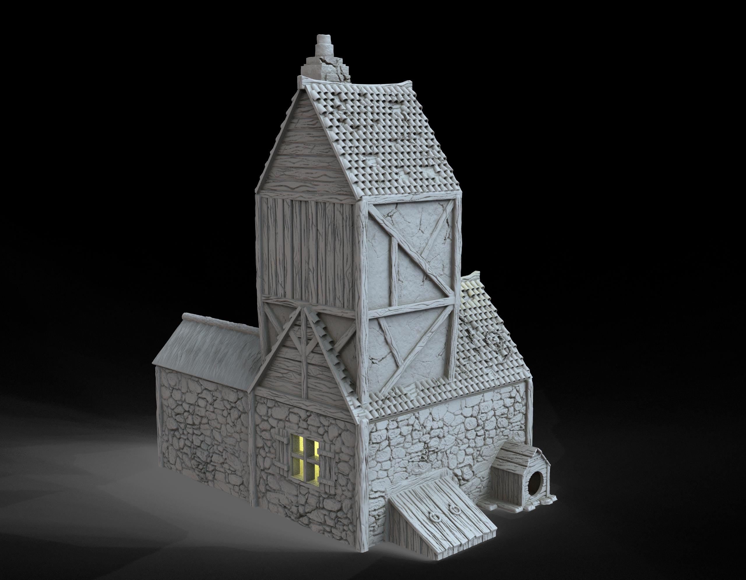 Medieval building - House 12 - PLA for Oldworld, Dungeon & Dragons, Frostgrave, Age of fantasy battle skirmish wargame