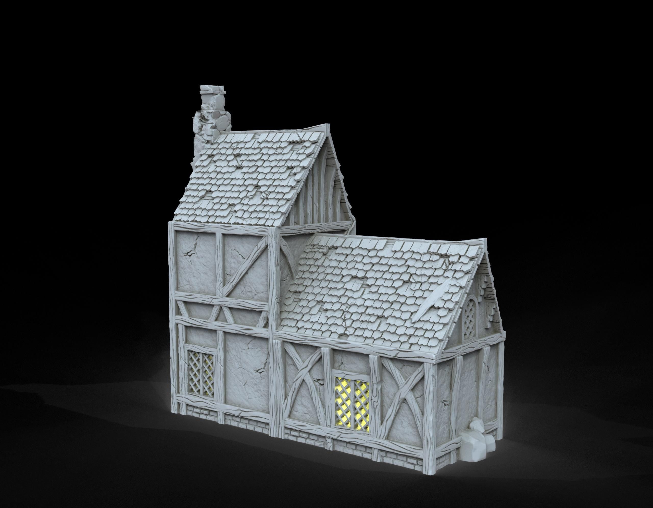 Medieval building - House 13 - PLA for Oldworld, Dungeon & Dragons, Frostgrave, Age of fantasy battle skirmish wargame