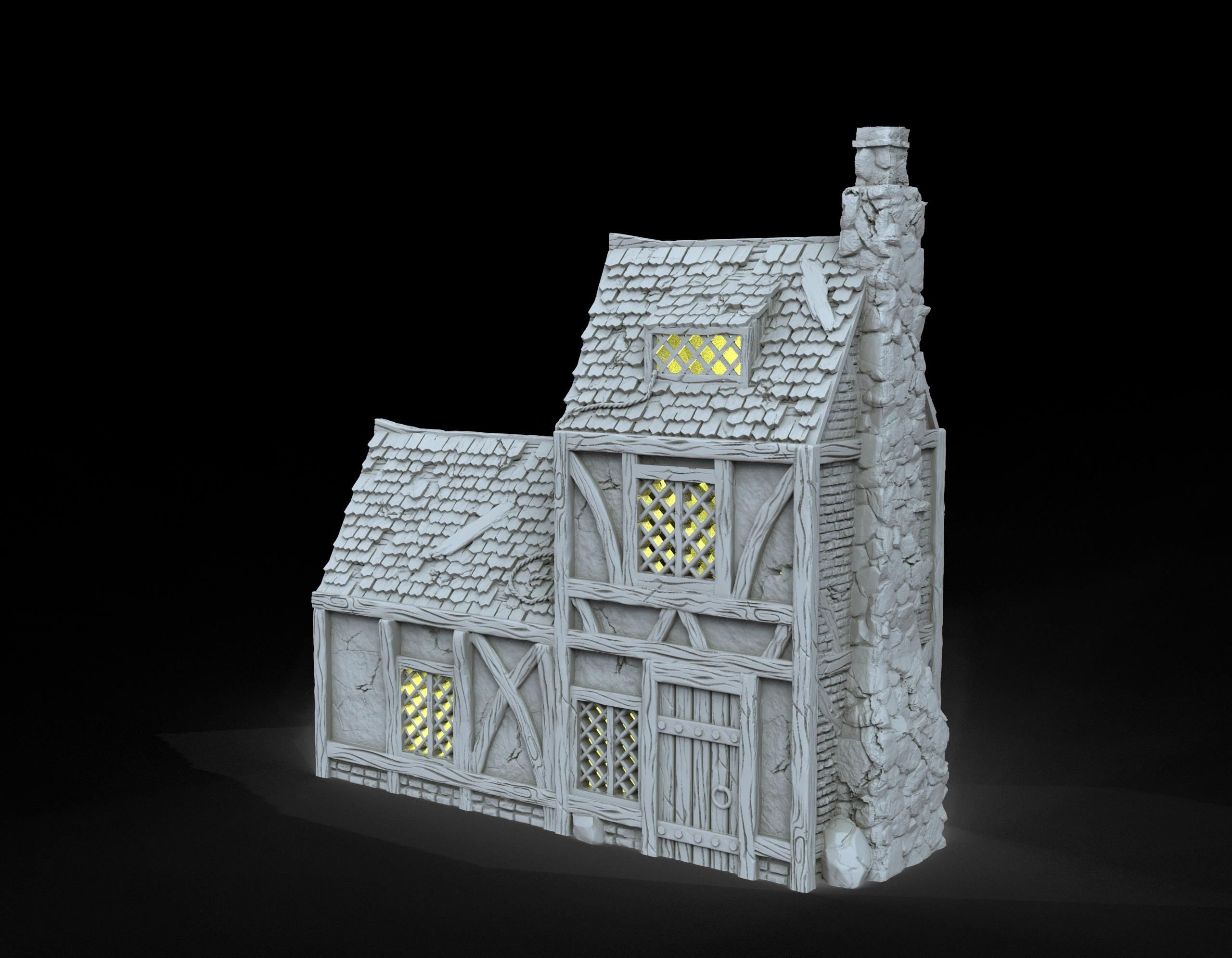 Medieval building - House 13 - PLA for Oldworld, Dungeon & Dragons, Frostgrave, Age of fantasy battle skirmish wargame