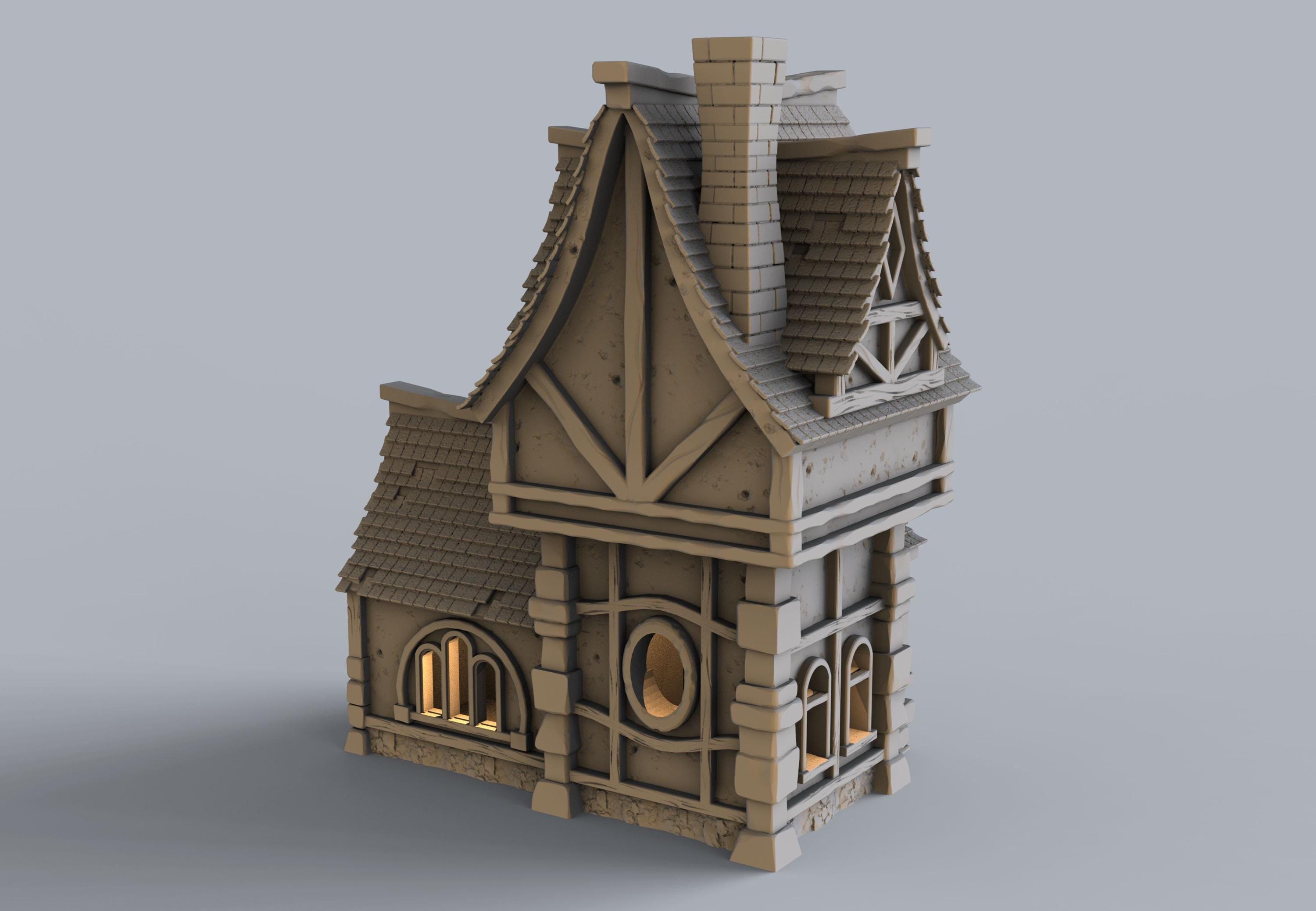Medieval building - House 21 - PLA for Oldworld, Dungeon & Dragons, Frostgrave, Age of fantasy battle skirmish wargame