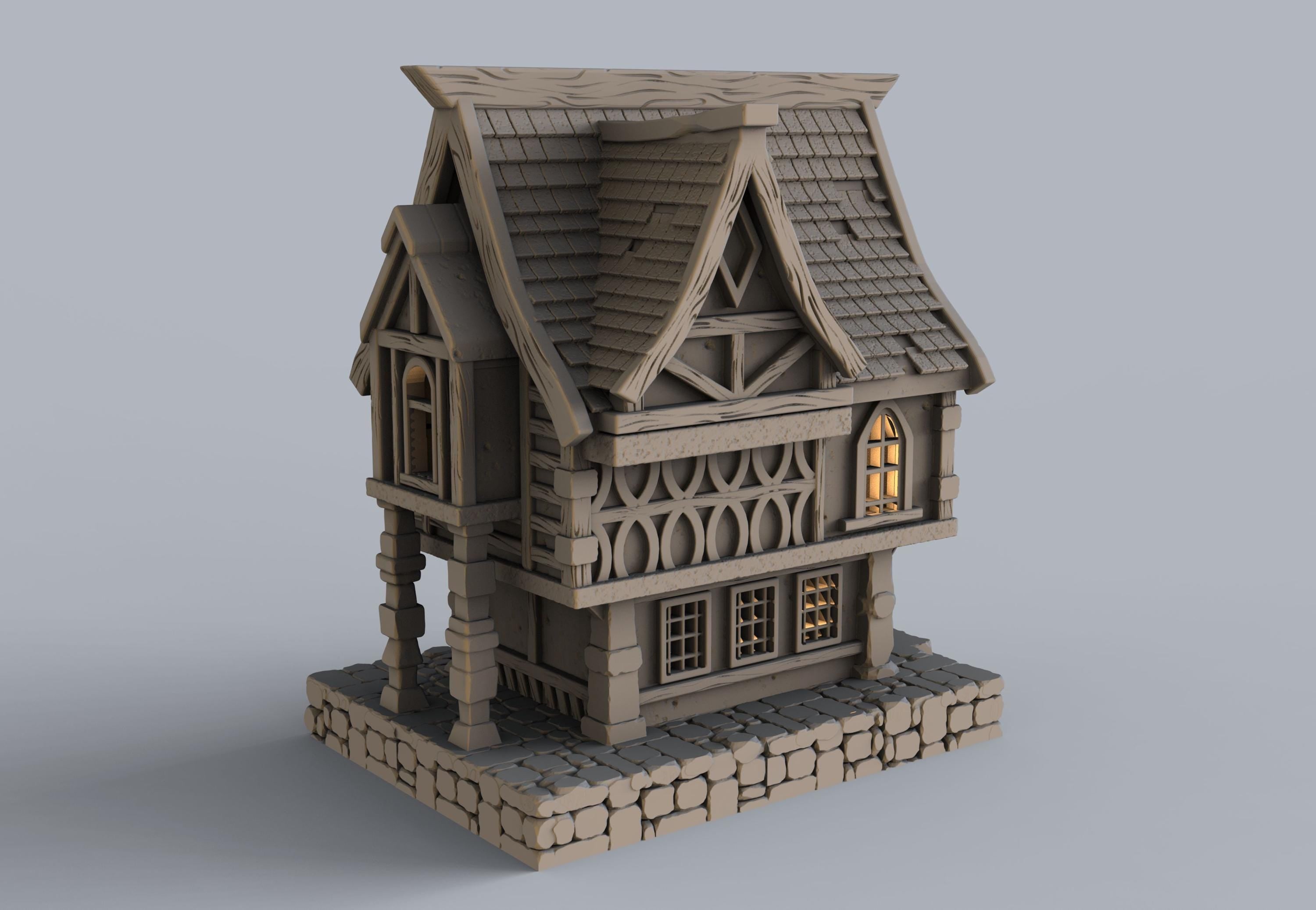 Medieval building - House 22 - PLA for Oldworld, Dungeon & Dragons, Frostgrave, Age of fantasy battle skirmish wargame