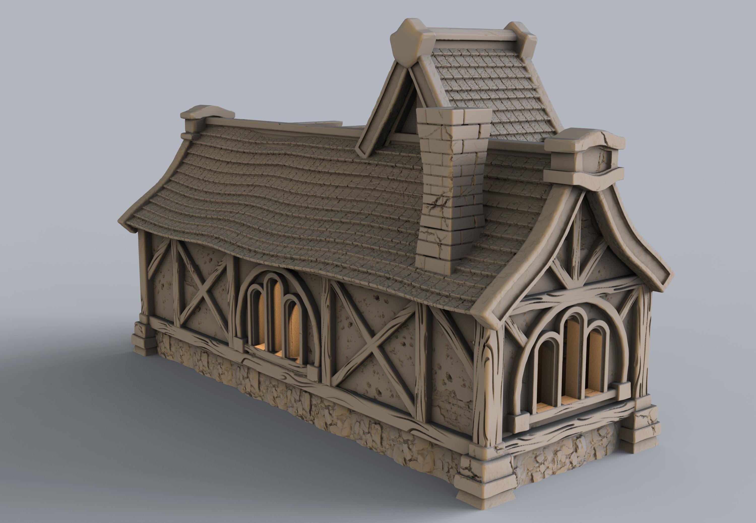 Medieval building - House 23 - PLA for Oldworld, Dungeon & Dragons, Frostgrave, Age of fantasy battle skirmish wargame