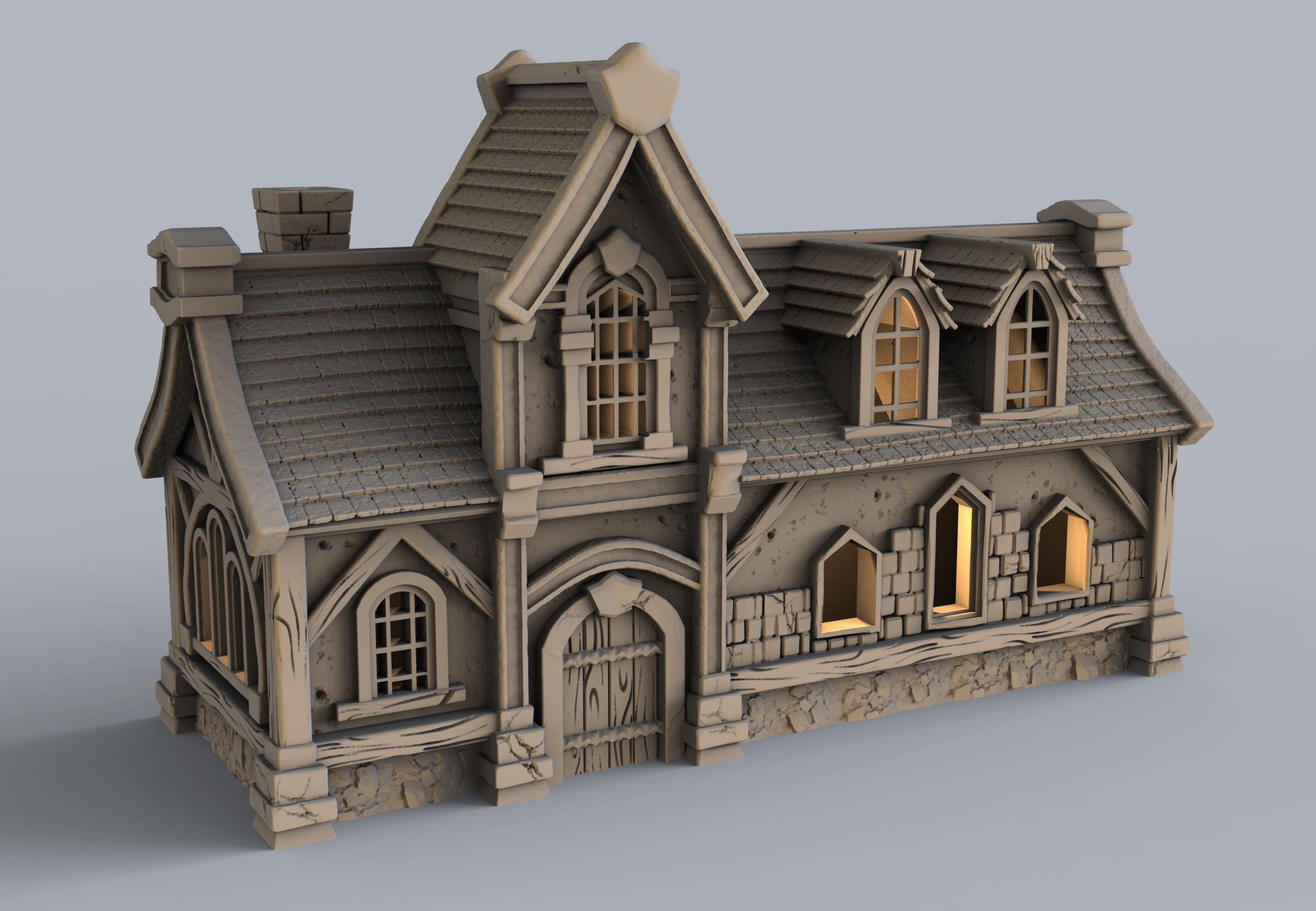 Medieval building - House 23 - PLA for Oldworld, Dungeon & Dragons, Frostgrave, Age of fantasy battle skirmish wargame