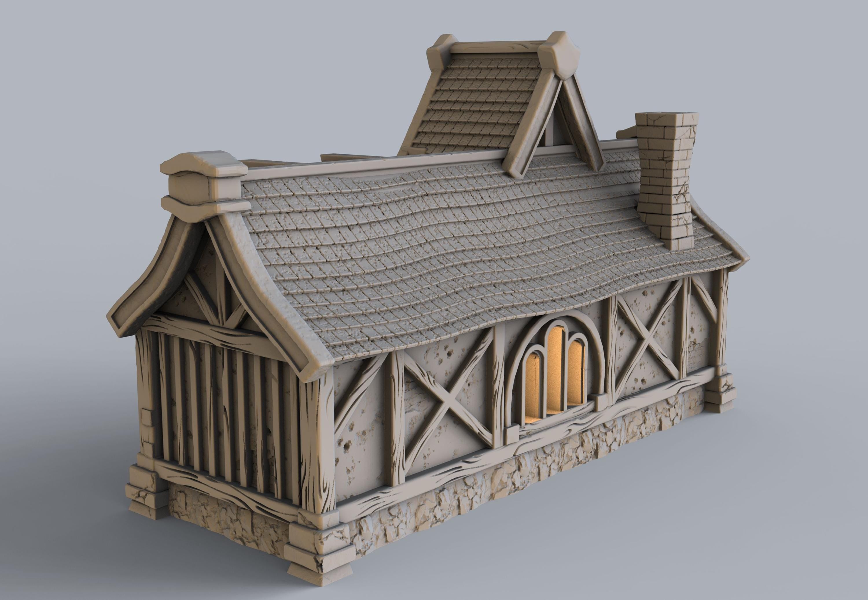 Medieval building - House 23 - PLA for Oldworld, Dungeon & Dragons, Frostgrave, Age of fantasy battle skirmish wargame