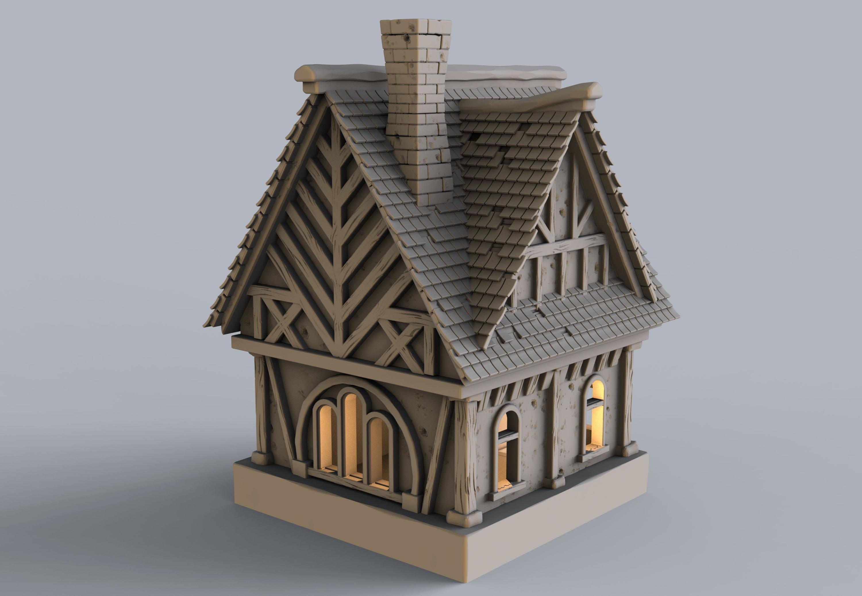 Medieval building - House 25 - PLA for Oldworld, Dungeon & Dragons, Frostgrave, Age of fantasy battle skirmish wargame