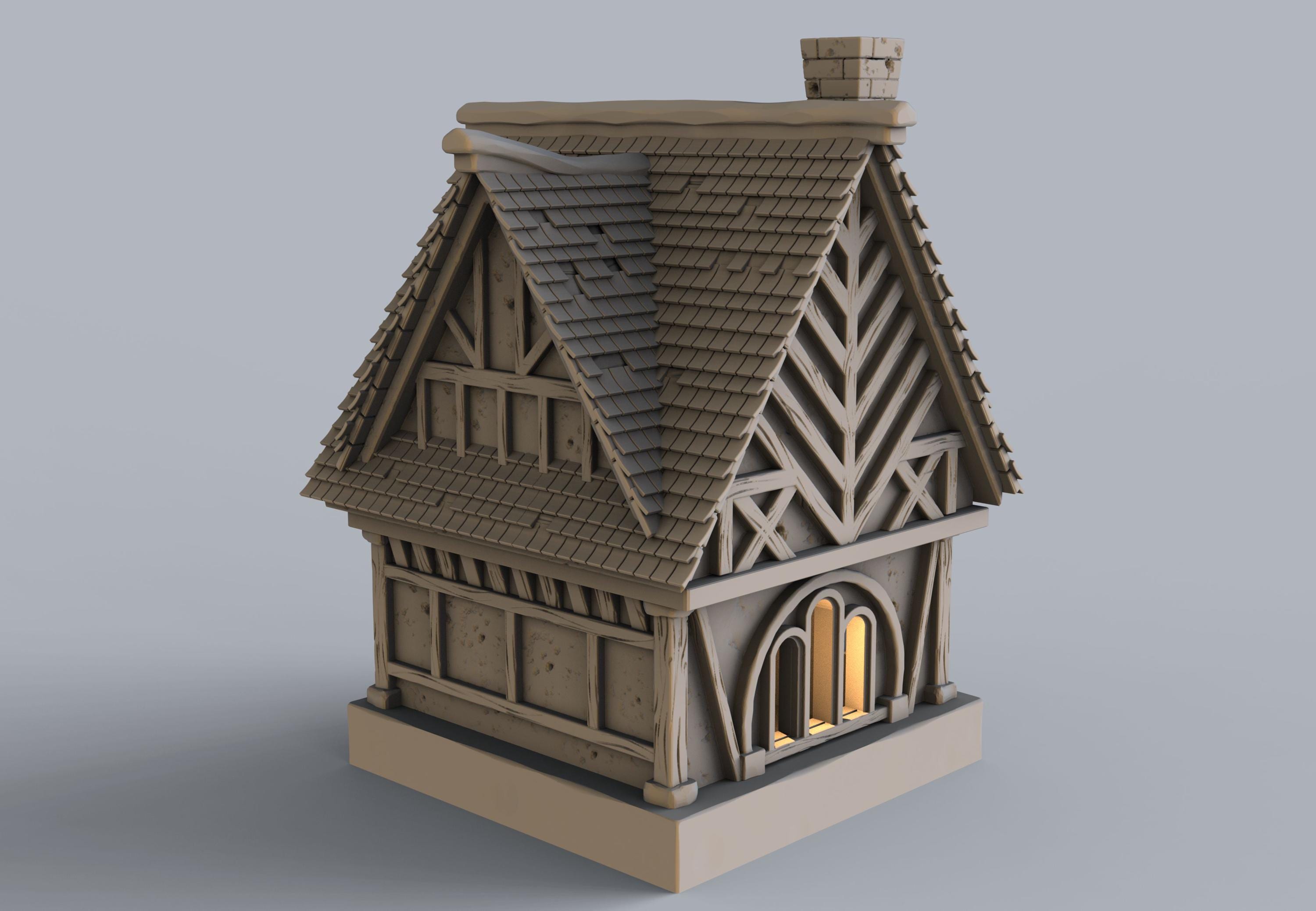 Medieval building - House 25 - PLA for Oldworld, Dungeon & Dragons, Frostgrave, Age of fantasy battle skirmish wargame
