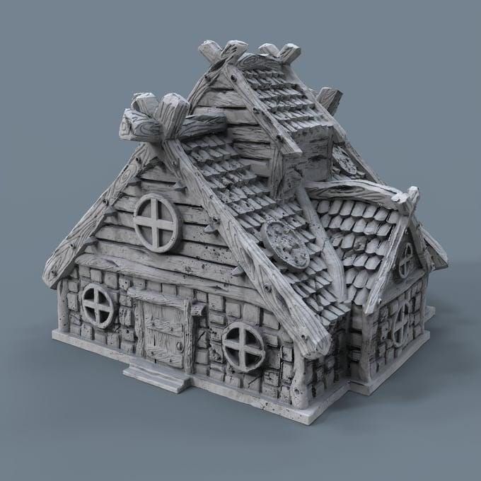 Viking building - Norsemen House 02 - Scenery for Norse Saga, Dungeon & Dragons, Frostgrave, Age of fantasy battle skirmish wargame PLA