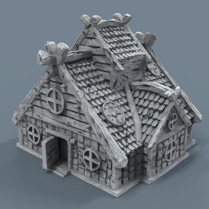 Viking building - Norsemen House 02 - Scenery for Norse Saga, Dungeon & Dragons, Frostgrave, Age of fantasy battle skirmish wargame PLA