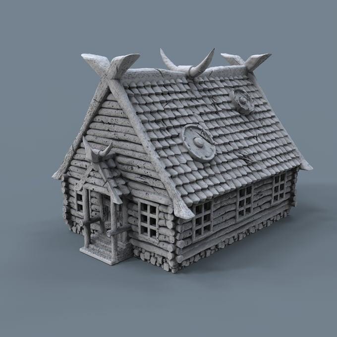 Viking building - Norsemen House 03 - Scenery for Norse Saga, Dungeon & Dragons, Frostgrave, Age of fantasy battle skirmish wargame PLA