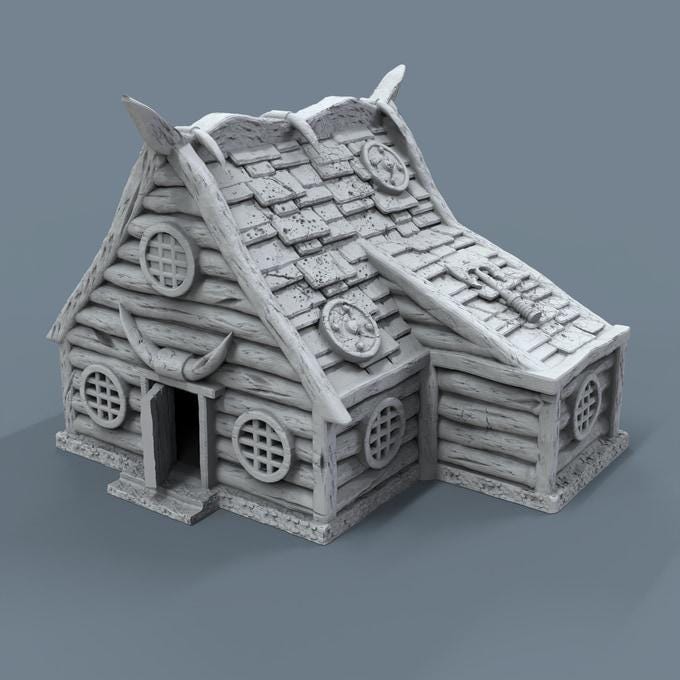 Viking building - Norsemen House 05 - Scenery for Norse Saga, Dungeon & Dragons, Frostgrave, Age of fantasy battle skirmish wargame PLA