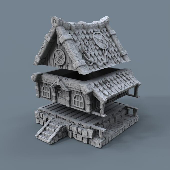 Viking building - Norsemen House 07 - Scenery for Norse Saga, Dungeon & Dragons, Frostgrave, Age of fantasy battle skirmish wargame PLA