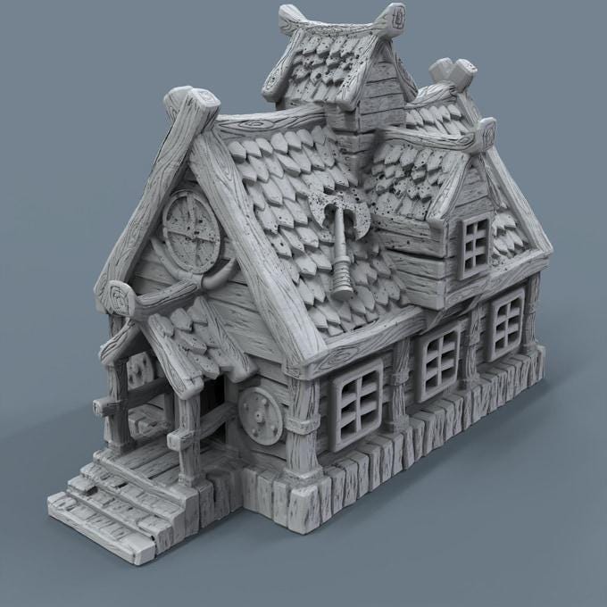 Viking building - Norsemen House 08 - Scenery for Norse Saga, Dungeon & Dragons, Frostgrave, Age of fantasy battle skirmish wargame PLA