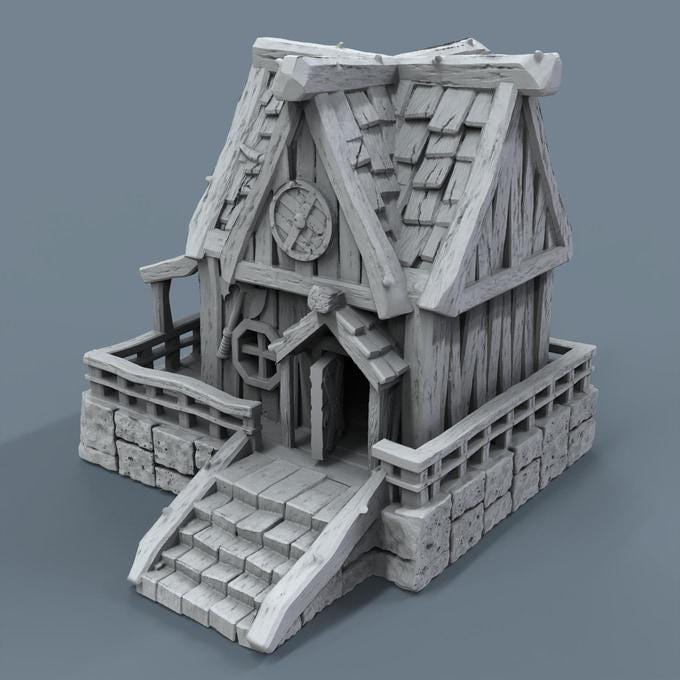 Viking building - Norsemen House 10 - Scenery for Norse Saga, Dungeon & Dragons, Frostgrave, Age of fantasy battle skirmish wargame PLA