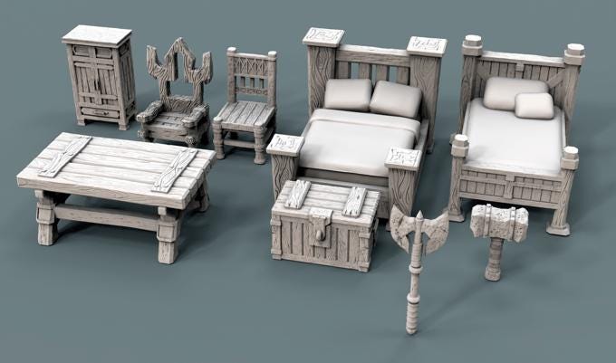 Viking building - Norsemen Interior - Scenery for Norse Saga, Dungeon & Dragons, Frostgrave, Age of fantasy battle skirmish wargame Resin