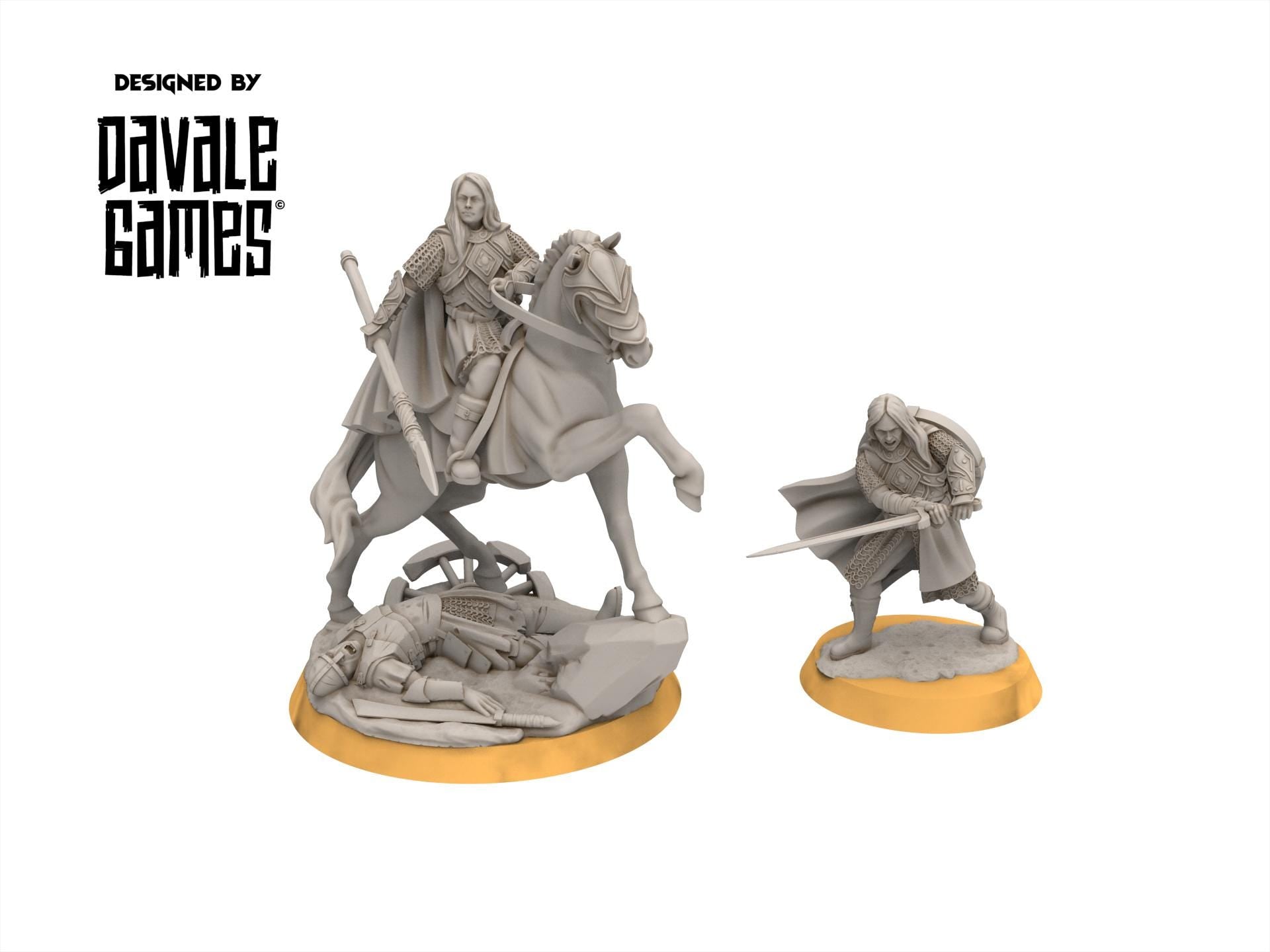 Rohan - West Human Lady of the Horse, Knight of Rohan, the Horse-lords, rider of the mark, minis for wargame D&D, Lotr...