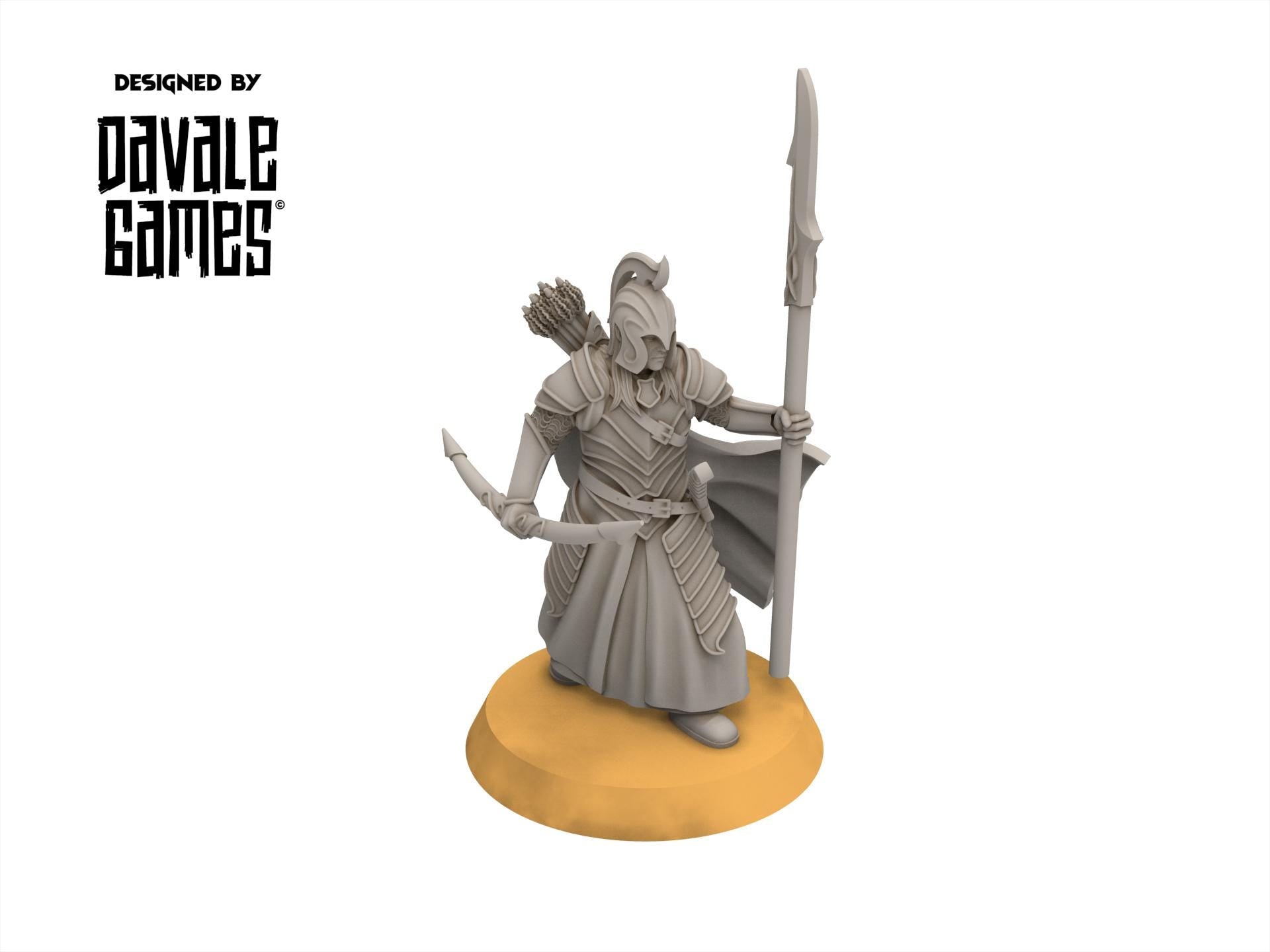 Rivandall - Bloody Elven Exiled wanderers, Last Hight elves from the West, Middle rings Davales miniatures pour wargame D&D, SDA...