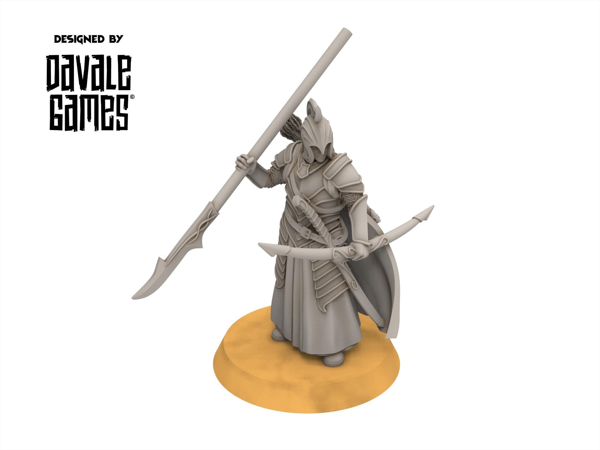 Rivandall - Bloody Elven Exiled wanderers, Last Hight elves from the West, Middle rings Davales miniatures pour wargame D&D, SDA...