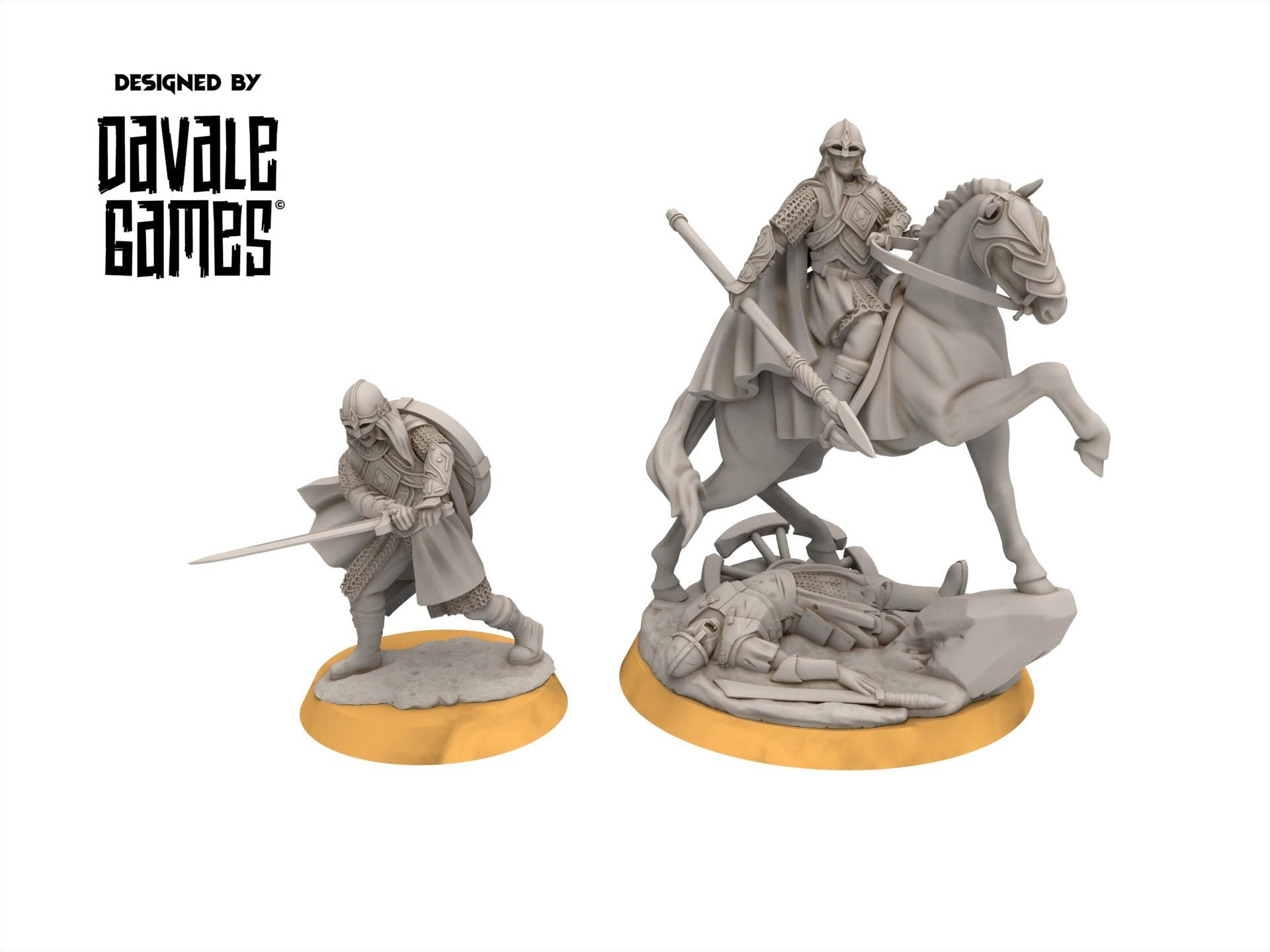 Rohan - West Human Lady of the Horse, Knight of Rohan, the Horse-lords, rider of the mark, minis for wargame D&D, Lotr...