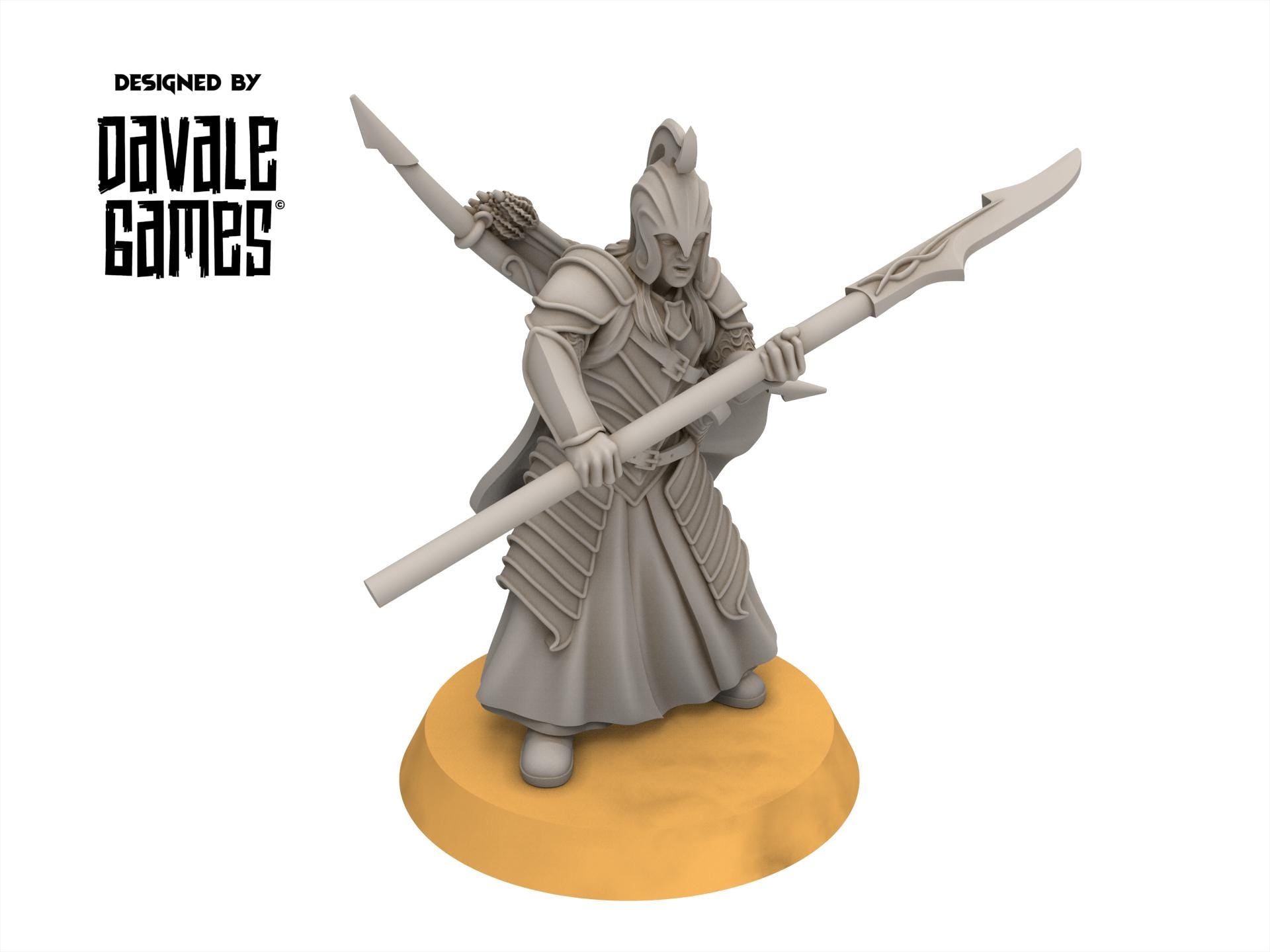 Rivandall - Bloody Elven Exiled wanderers, Last Hight elves from the West, Middle rings Davales miniatures pour wargame D&D, SDA...