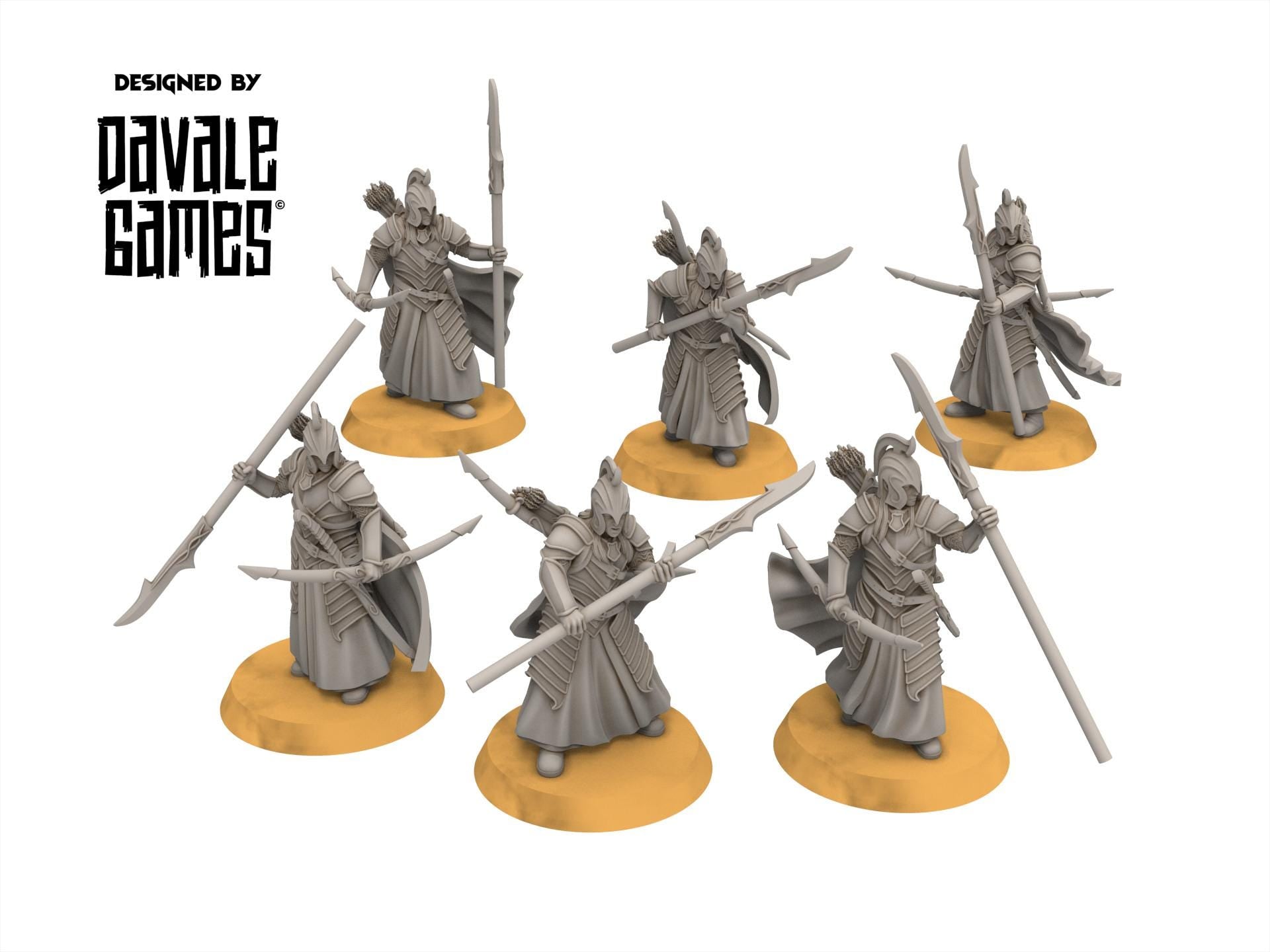 Rivandall - Bloody Elven Exiled wanderers, Last Hight elves from the West, Middle rings Davales miniatures pour wargame D&D, SDA...