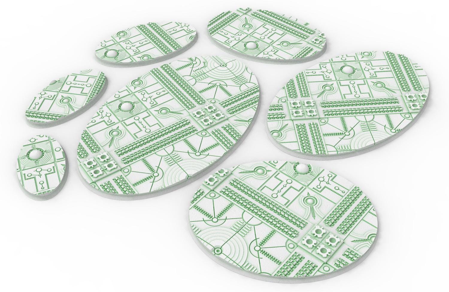 Cinan - Textured Oval Bases, lot of 60mm to 170mm CINAN set 1 usable for warmachine, wargame...