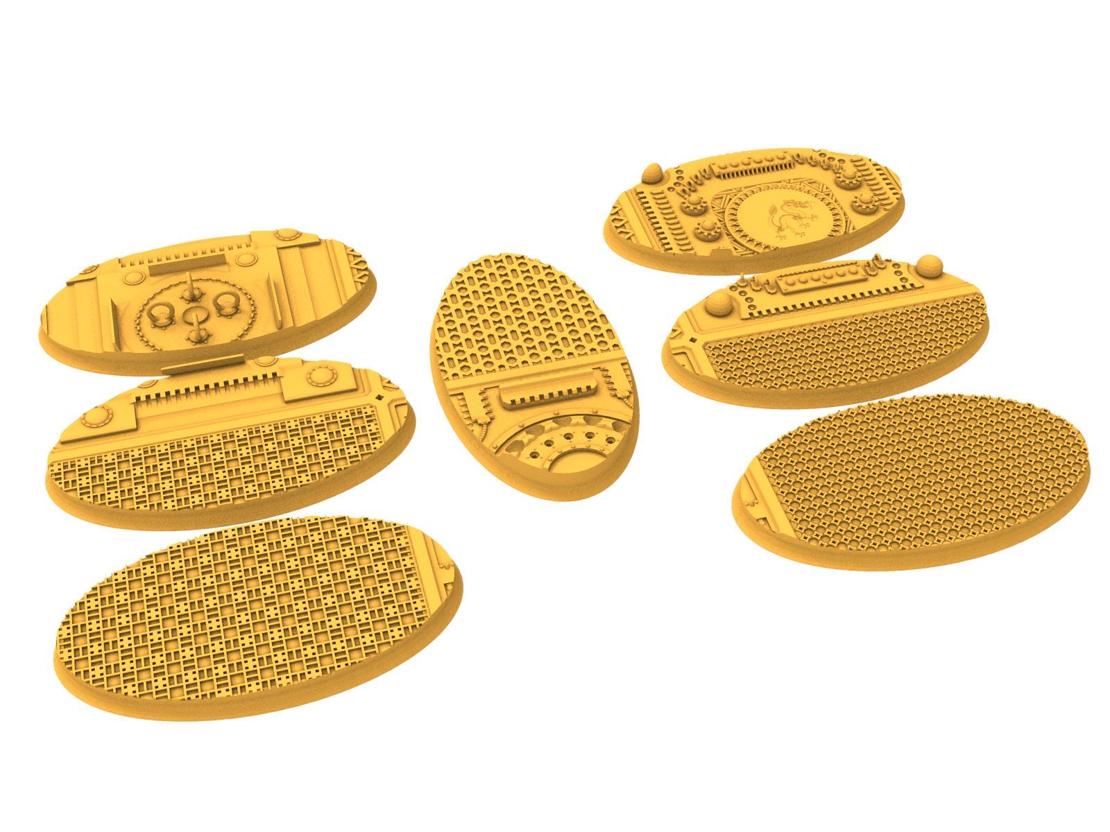 Comercial outpost - Textured Oval Bases, lot of 60mm to 170mm CMRCL set 1 usable for warmachine, wargame...