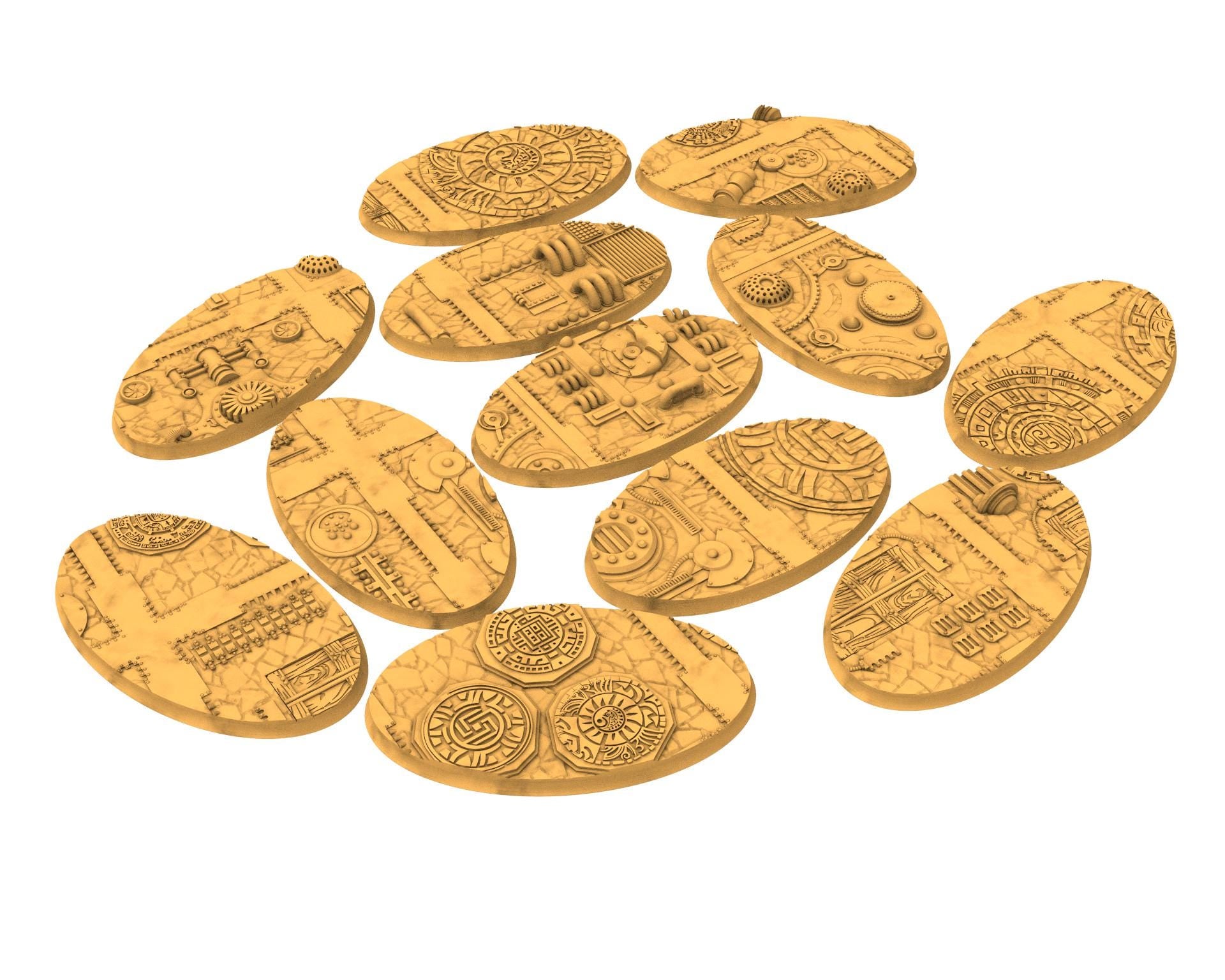 Comercial outpost - Textured Oval Bases, lot of 60mm to 170mm CMRCL set 2 usable for warmachine, wargame...