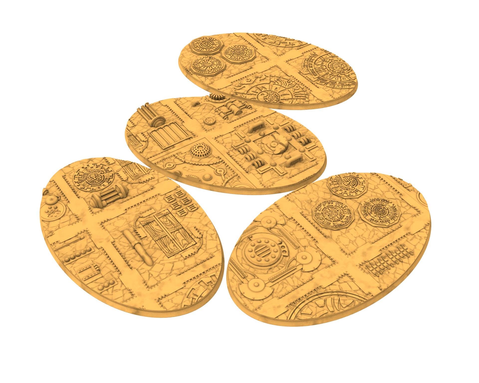 Comercial outpost - Textured Oval Bases, lot of 60mm to 170mm CMRCL set 2 usable for warmachine, wargame...