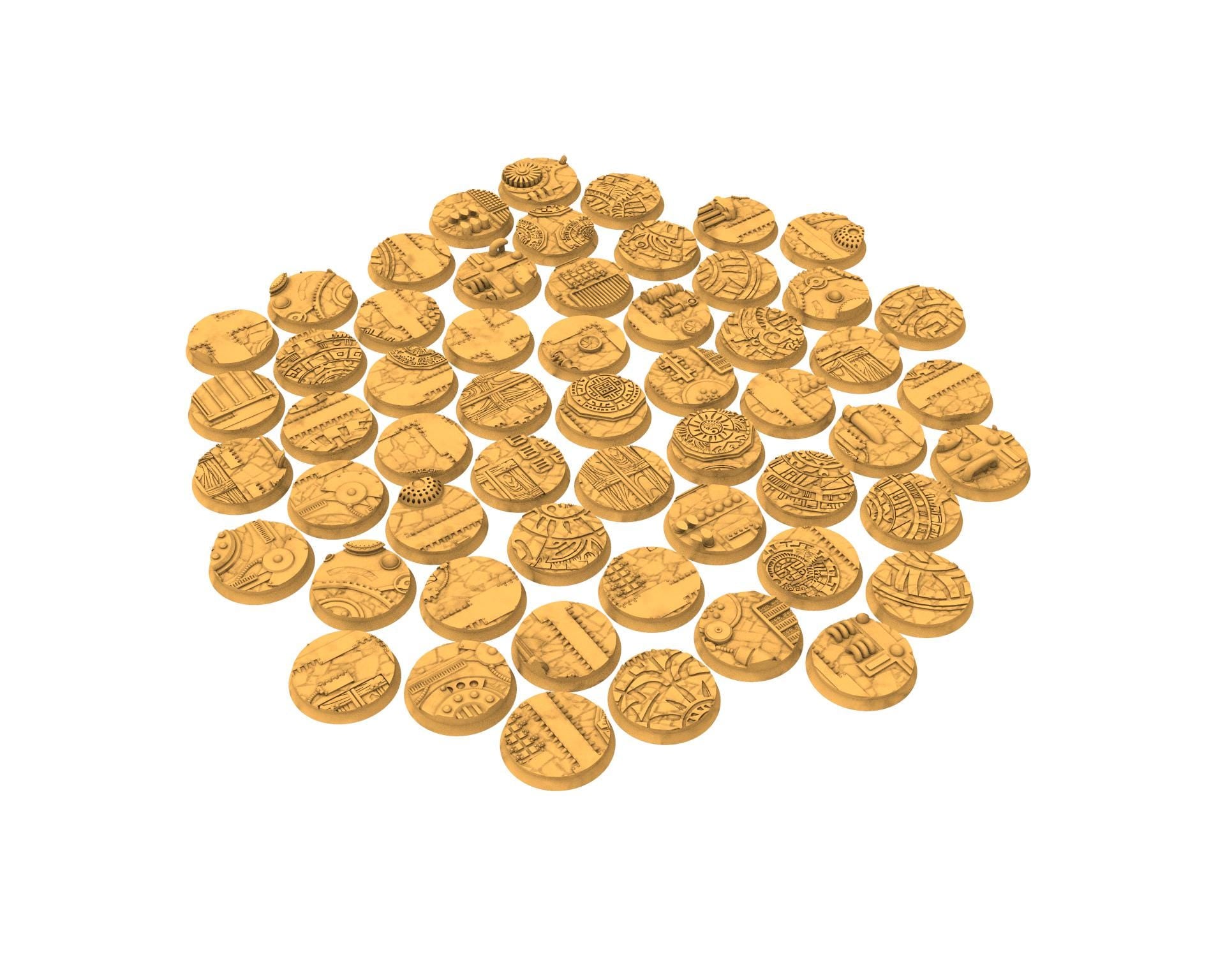 Comercial outpost - Textured Round Bases, lot of 25mm to 160mm CMRCL set 2 usable for warmachine, wargame...