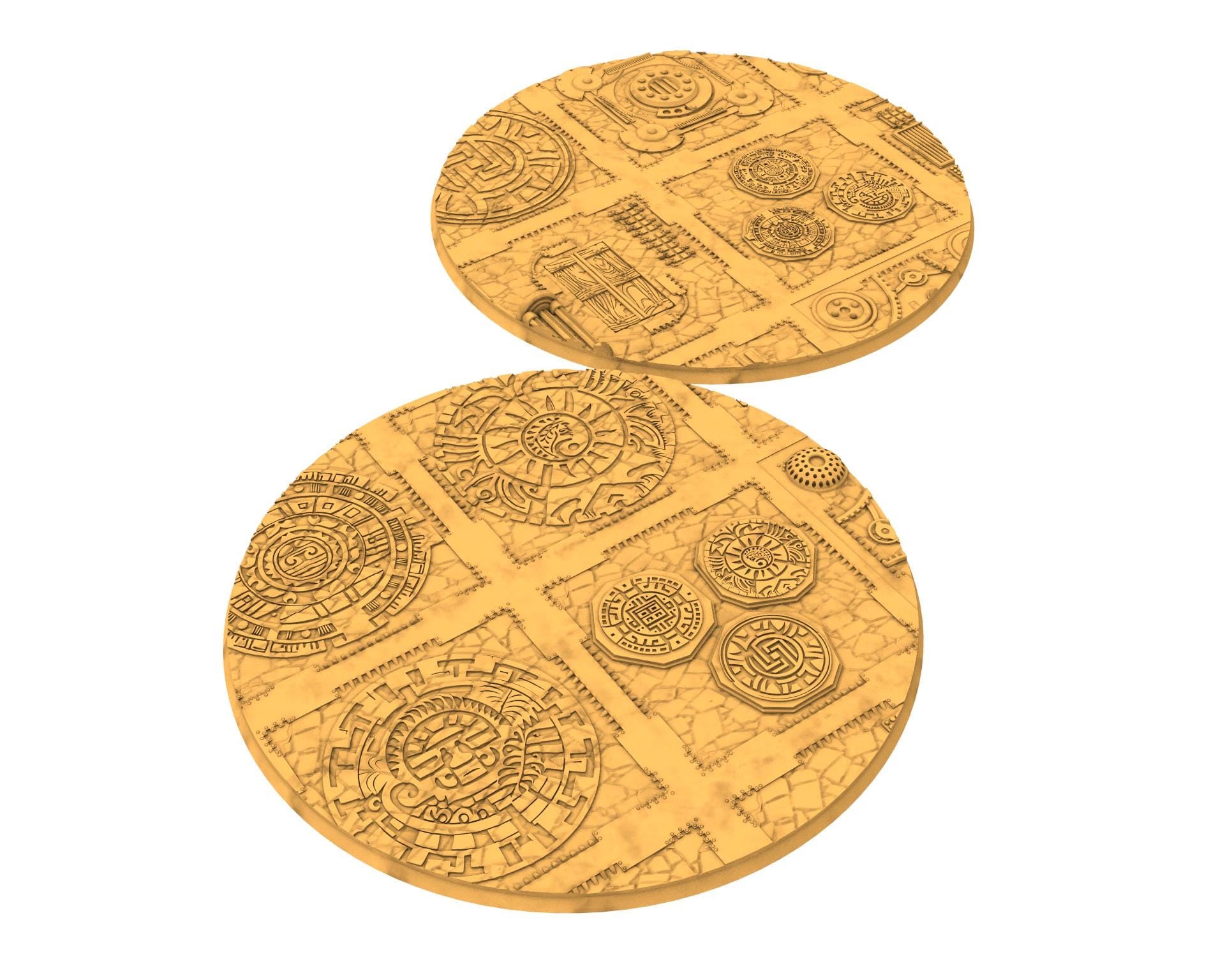 Comercial outpost - Textured Round Bases, lot of 25mm to 160mm CMRCL set 2 usable for warmachine, wargame...