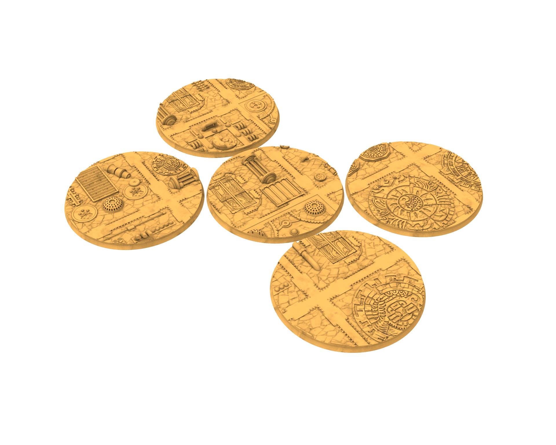 Comercial outpost - Textured Round Bases, lot of 25mm to 160mm CMRCL set 2 usable for warmachine, wargame...