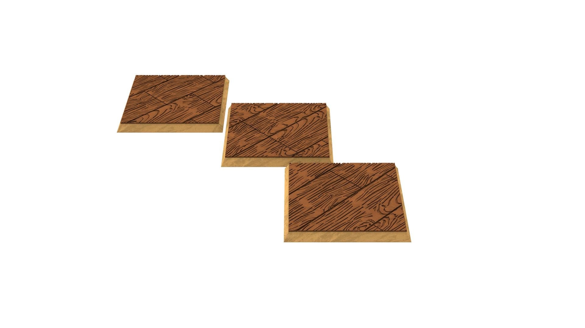 Civil - Textured Square Bases, lot of 20mm to 100mm wooden ship wood usable for Oldhammer, 9th age, King of war, Confrontation, wargame...