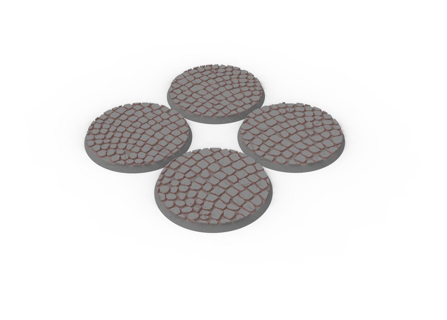 Civil - Textured Round Bases, lot of 25mm to 130mm pavement usable for Oldhammer, saga, age of sigmar, confrontation, wargame...
